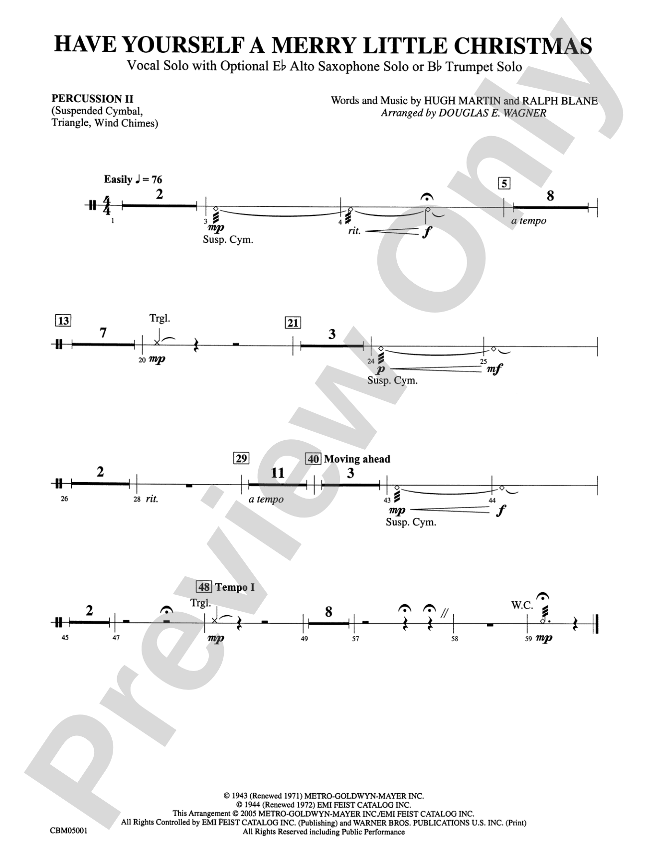 Have Yourself a Merry Little Christmas (Vocal Solo with Opt. E-Flat Alto Saxophone Solo or B-Flat Trumpet Solo): 2nd Percussion