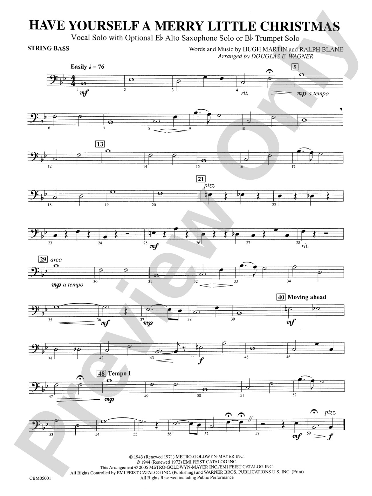 Have Yourself a Merry Little Christmas (Vocal Solo with Opt. E-Flat Alto Saxophone Solo or B-Flat Trumpet Solo): String Bass