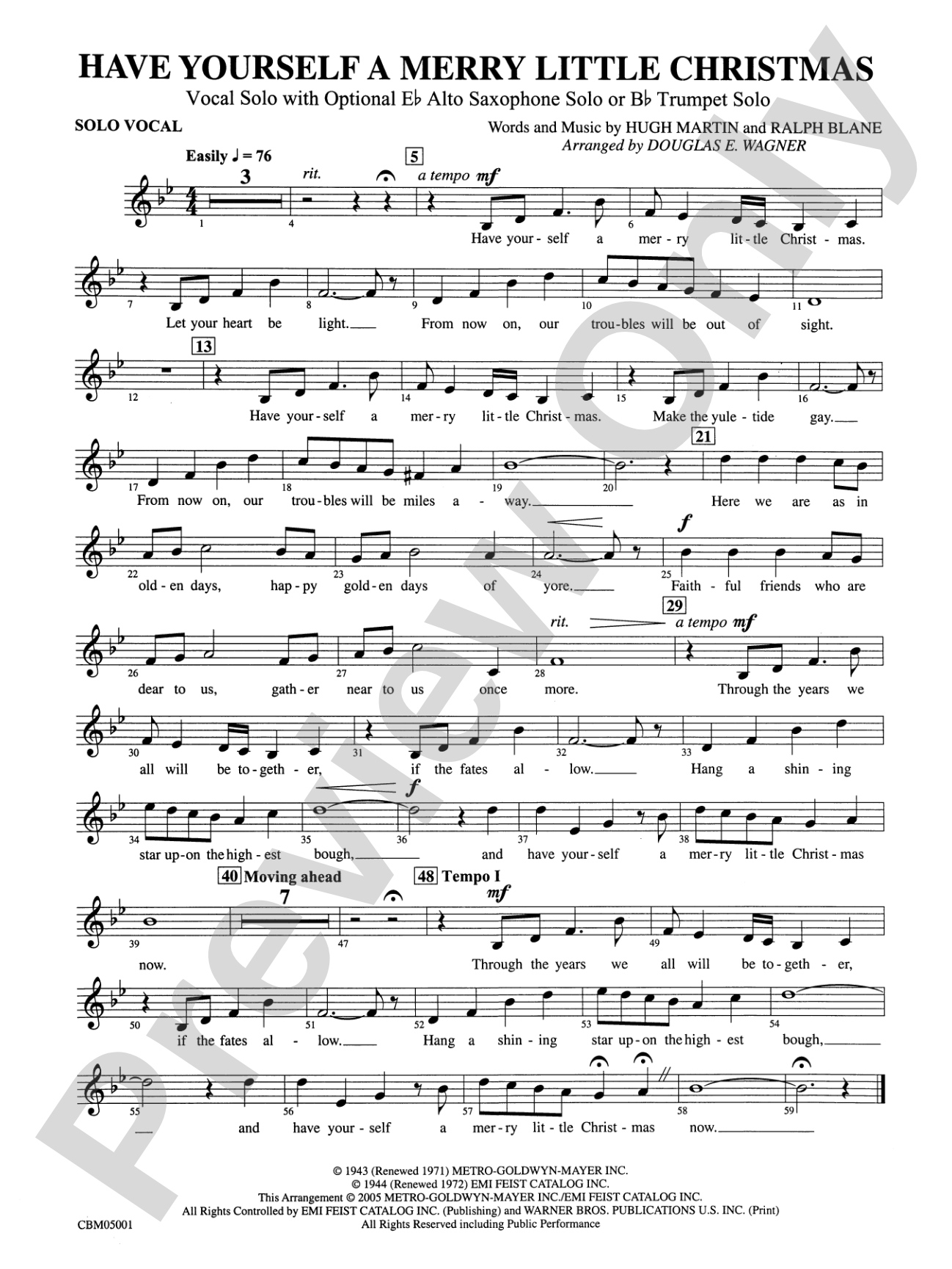 Have Yourself a Merry Little Christmas (Vocal Solo with Opt. E-Flat Alto Saxophone Solo or B-Flat Trumpet Solo): Solo Vocal