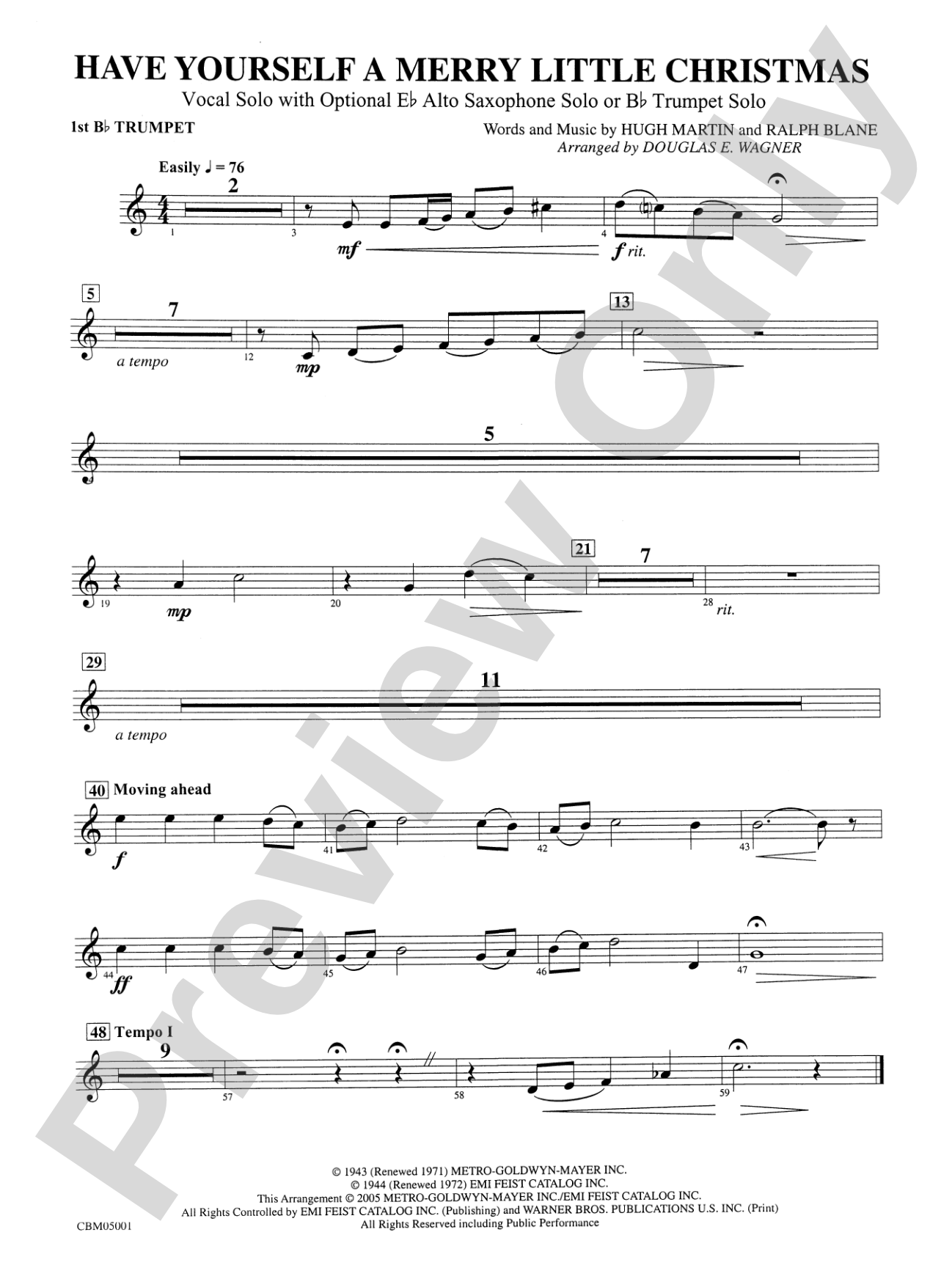Have Yourself a Merry Little Christmas (Vocal Solo with Opt. E-Flat Alto Saxophone Solo or B-Flat Trumpet Solo): 1st B-flat Trumpet