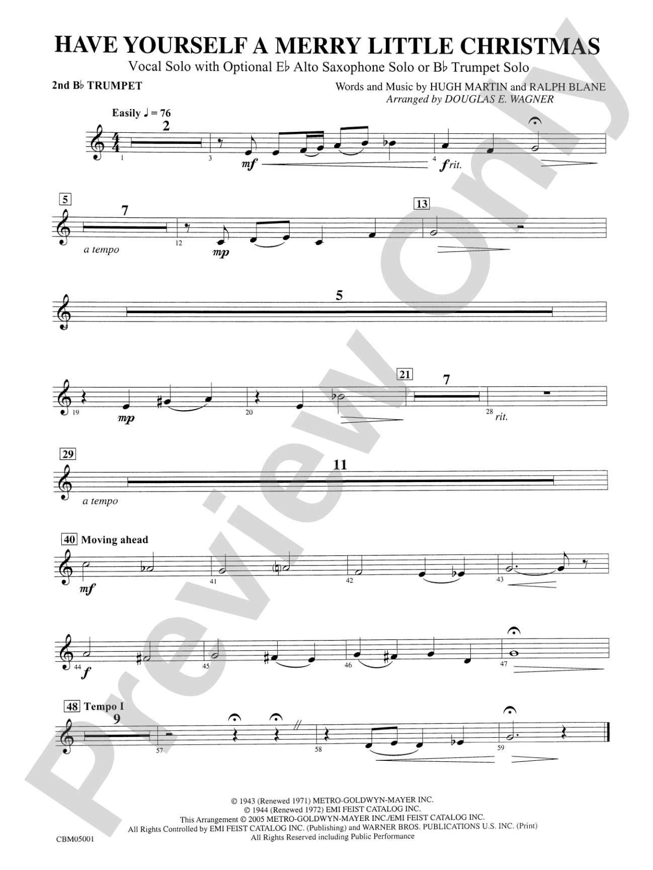 Have Yourself a Merry Little Christmas (Vocal Solo with Opt. E-Flat Alto Saxophone Solo or B-Flat Trumpet Solo): 2nd B-flat Trumpet