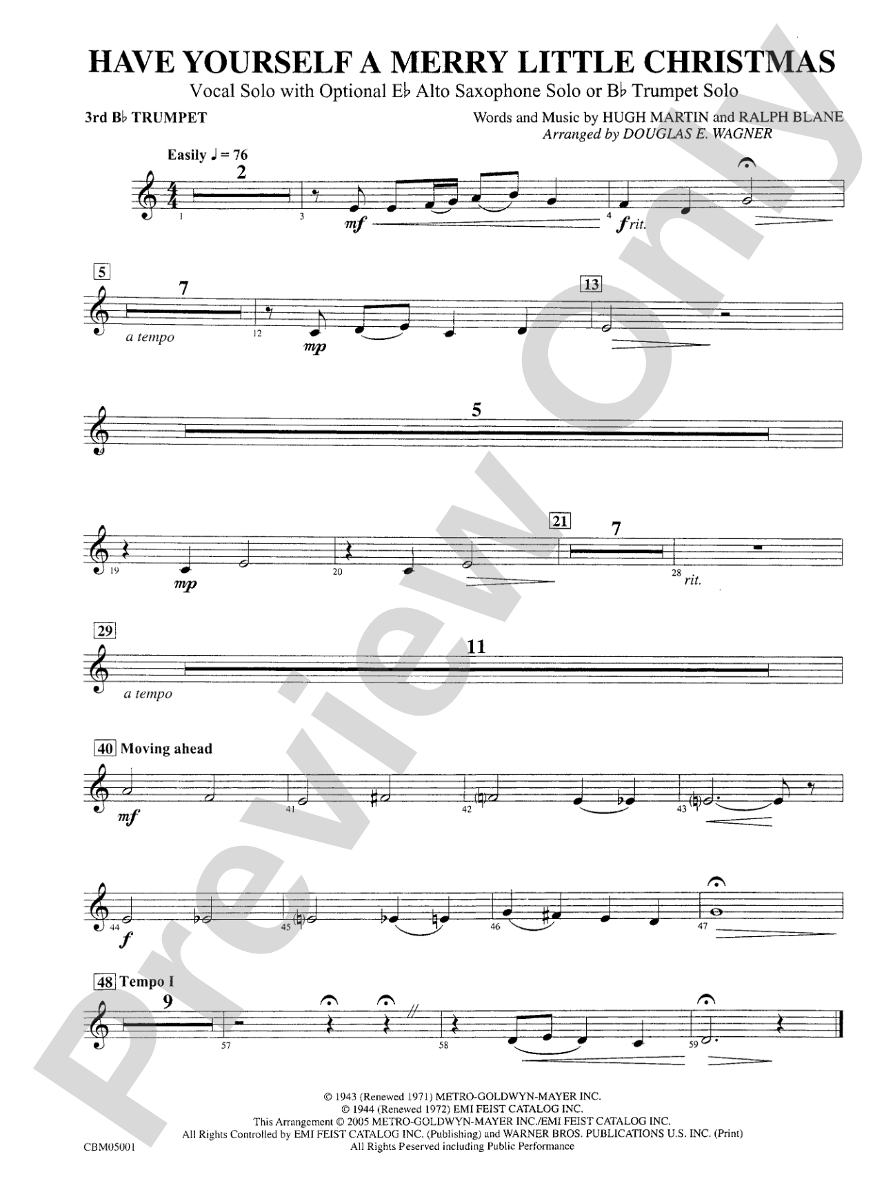 Have Yourself a Merry Little Christmas (Vocal Solo with Opt. E-Flat Alto Saxophone Solo or B-Flat Trumpet Solo): 3rd B-flat Trumpet