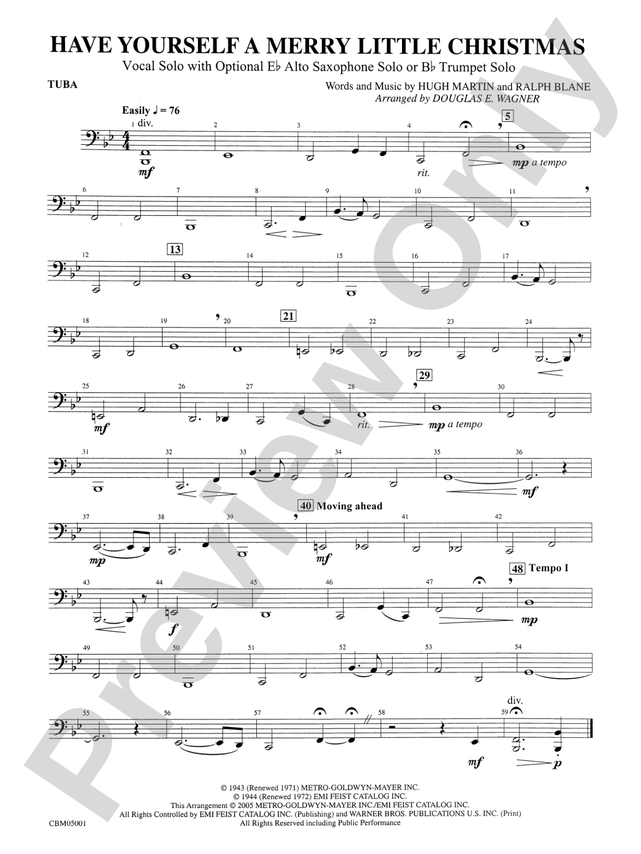 Have Yourself a Merry Little Christmas (Vocal Solo with Opt. E-Flat Alto Saxophone Solo or B-Flat Trumpet Solo): Tuba