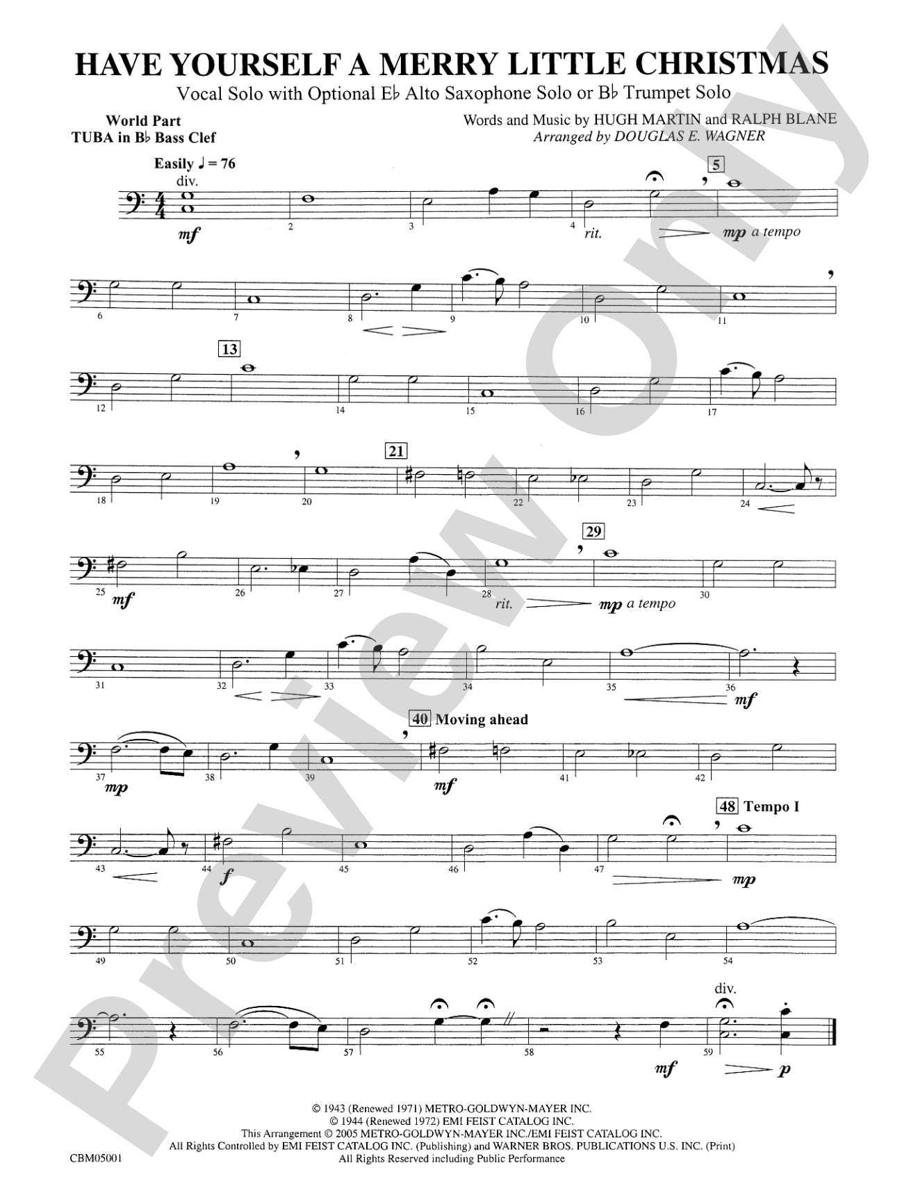 Have Yourself a Merry Little Christmas (Vocal Solo with Opt. E-Flat Alto Saxophone Solo or B-Flat Trumpet Solo): WP B-flat Tuba B.C.