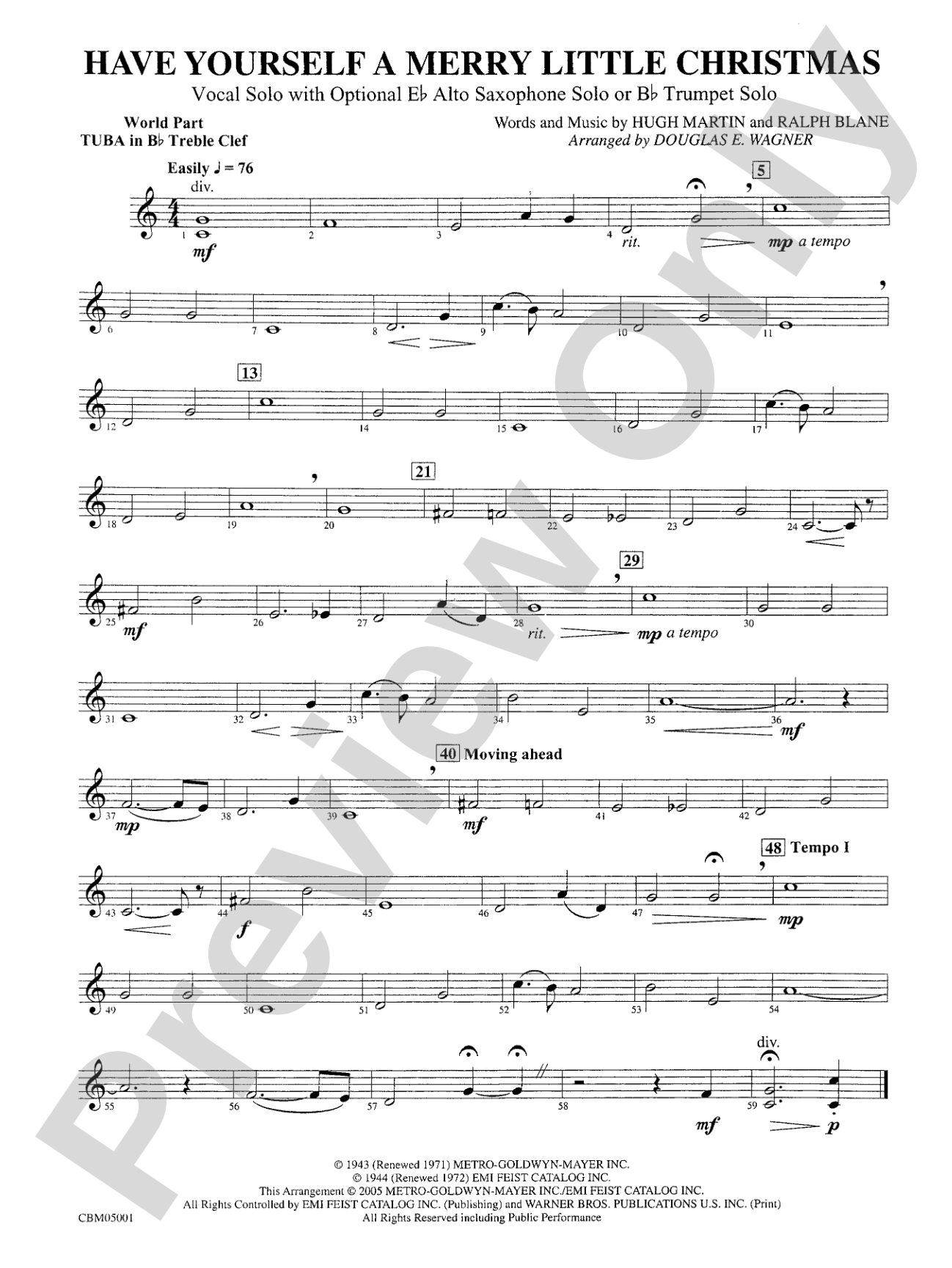 Have Yourself a Merry Little Christmas (Vocal Solo with Opt. E-Flat Alto Saxophone Solo or B-Flat Trumpet Solo): WP B-flat Tuba T.C.
