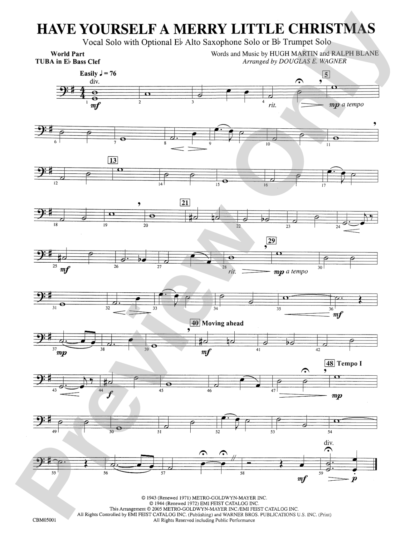 Have Yourself a Merry Little Christmas (Vocal Solo with Opt. E-Flat Alto Saxophone Solo or B-Flat Trumpet Solo): WP E-flat Tuba B.C.