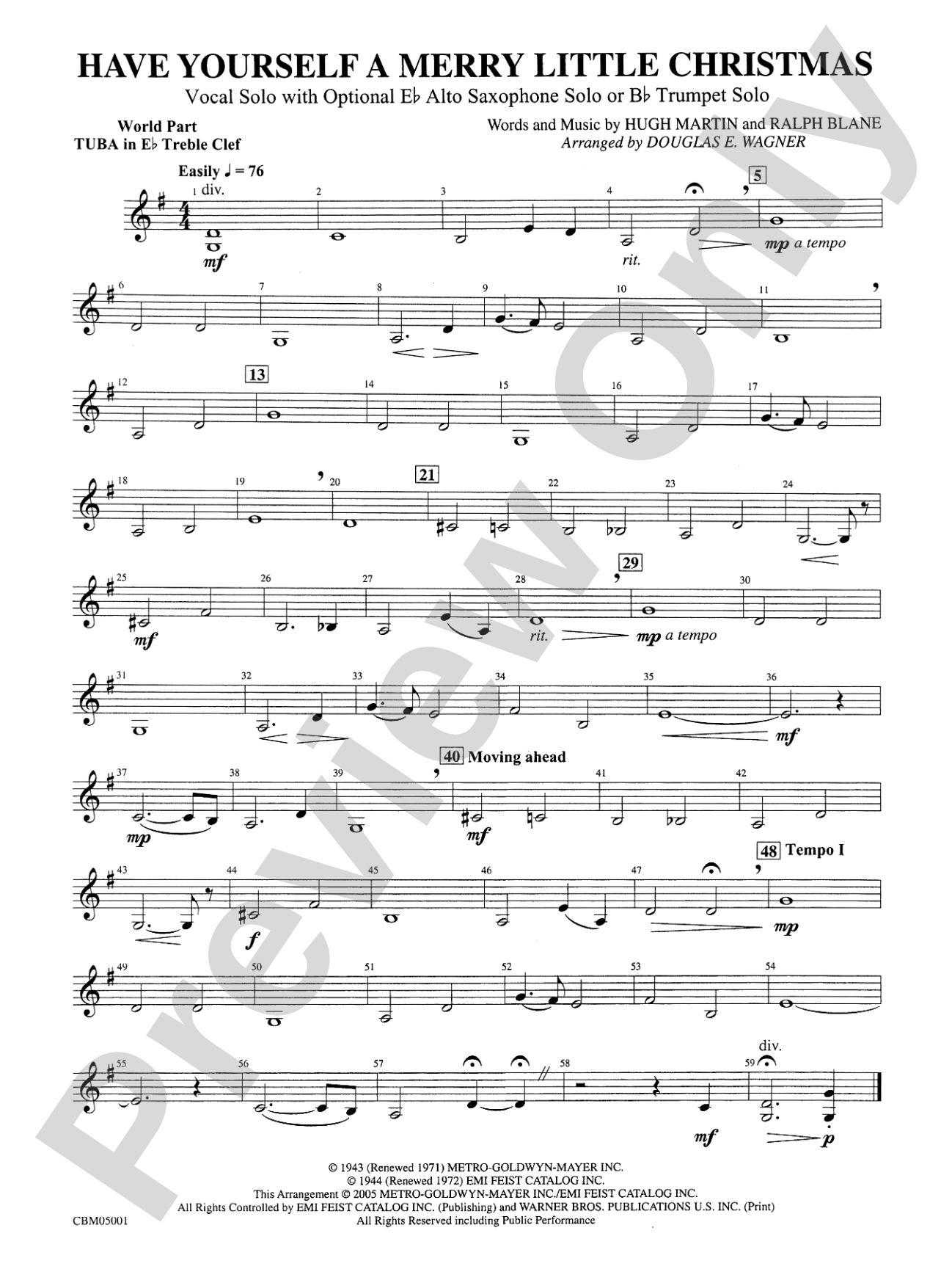 Have Yourself a Merry Little Christmas (Vocal Solo with Opt. E-Flat Alto Saxophone Solo or B-Flat Trumpet Solo): WP E-flat Tuba T.C.