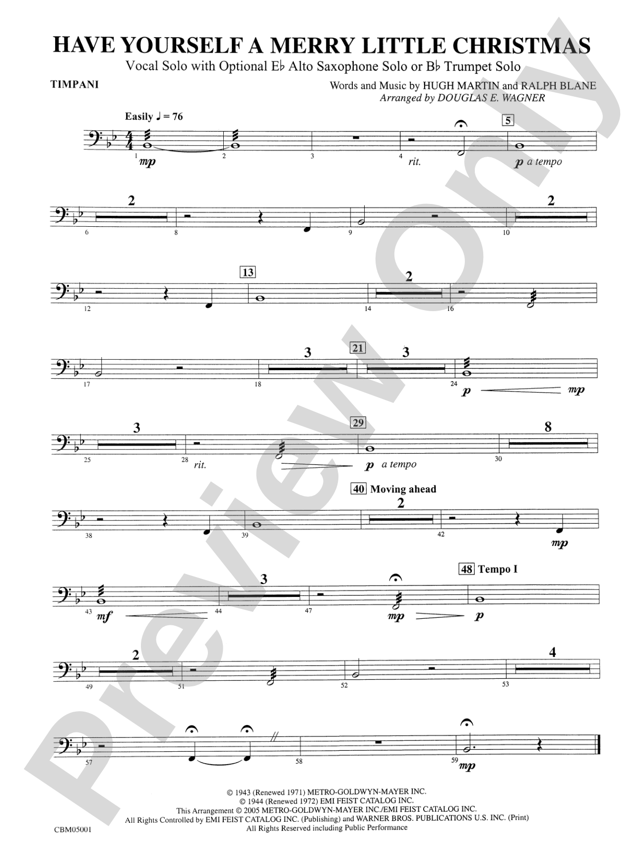 Have Yourself a Merry Little Christmas (Vocal Solo with Opt. E-Flat Alto Saxophone Solo or B-Flat Trumpet Solo): Timpani