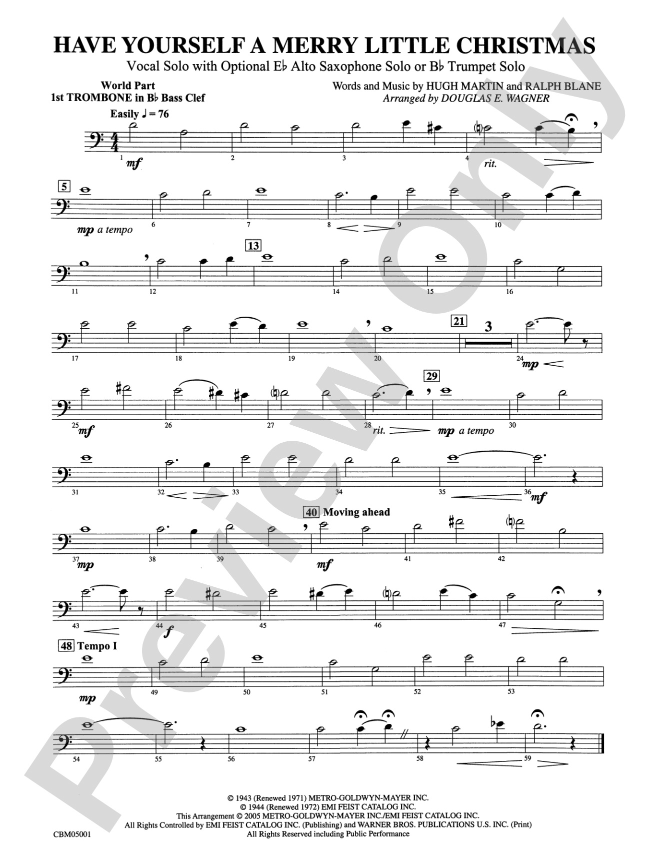 Have Yourself a Merry Little Christmas (Vocal Solo with Opt. E-Flat Alto Saxophone Solo or B-Flat Trumpet Solo): WP 1st B-flat Trombone B.C.