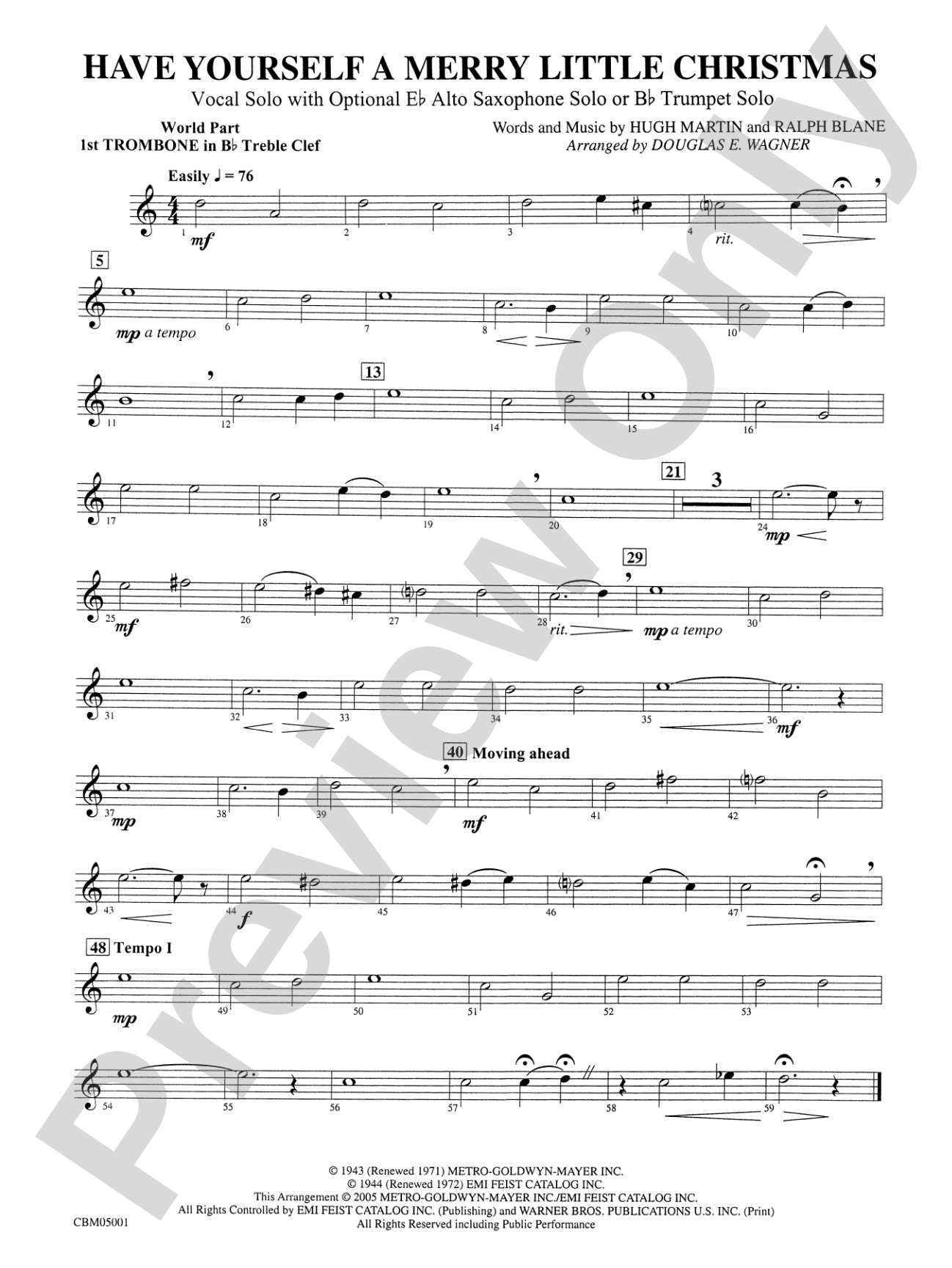 Have Yourself a Merry Little Christmas (Vocal Solo with Opt. E-Flat Alto Saxophone Solo or B-Flat Trumpet Solo): WP 1st B-flat Trombone T.C.