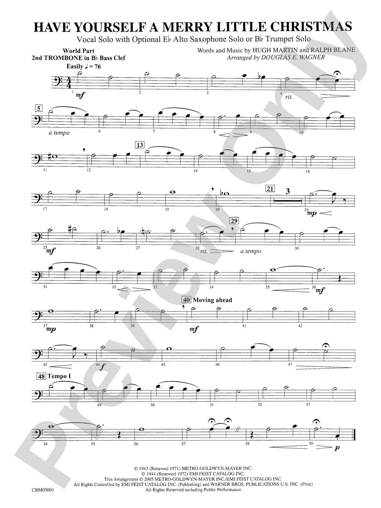 Have Yourself a Merry Little Christmas (Vocal Solo with Opt. E-Flat Alto Saxophone Solo or B-Flat Trumpet Solo): WP 2nd B-flat Trombone B.C.