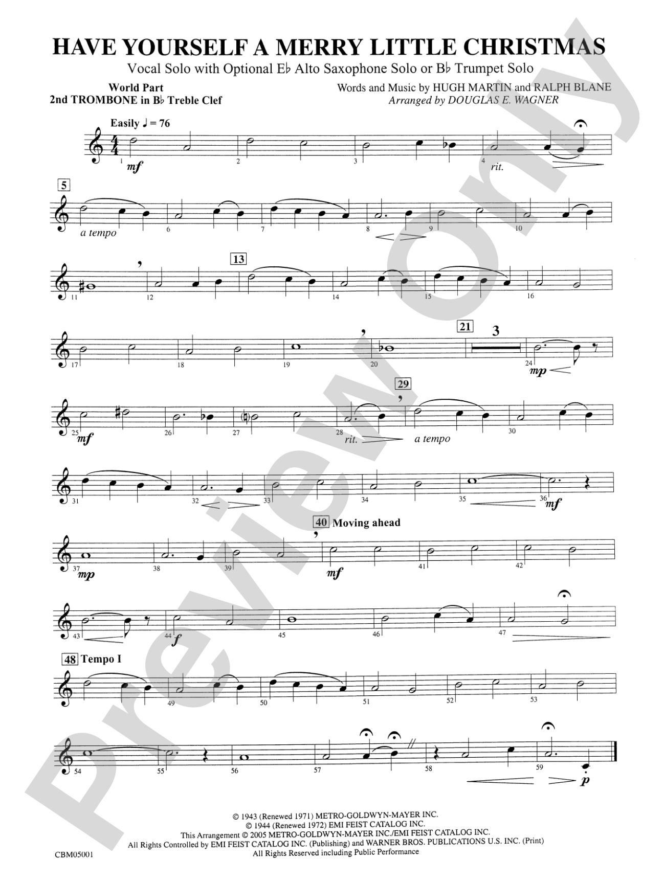 Have Yourself a Merry Little Christmas (Vocal Solo with Opt. E-Flat Alto Saxophone Solo or B-Flat Trumpet Solo): WP 2nd B-flat Trombone T.C.