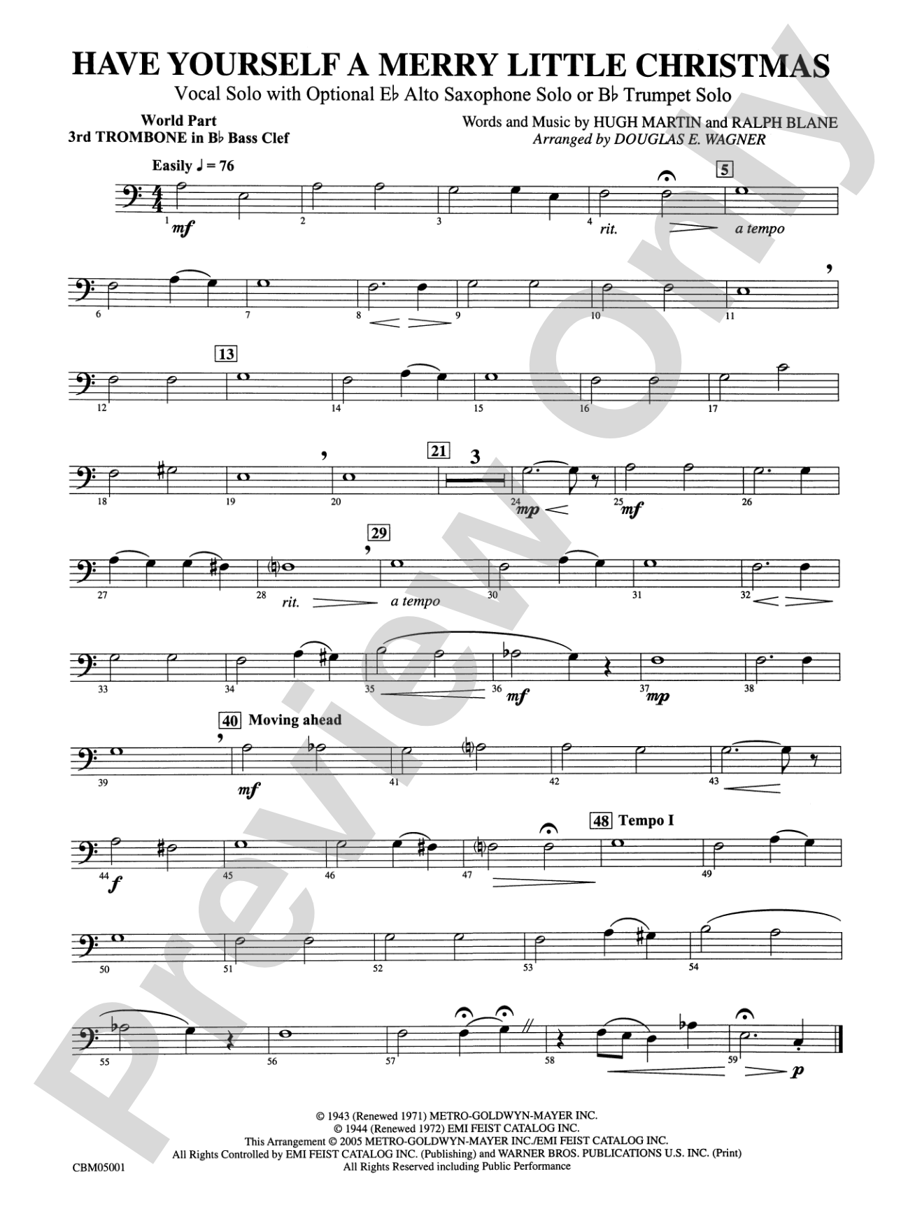 Have Yourself a Merry Little Christmas (Vocal Solo with Opt. E-Flat Alto Saxophone Solo or B-Flat Trumpet Solo): WP 3rd B-flat Trombone B.C.
