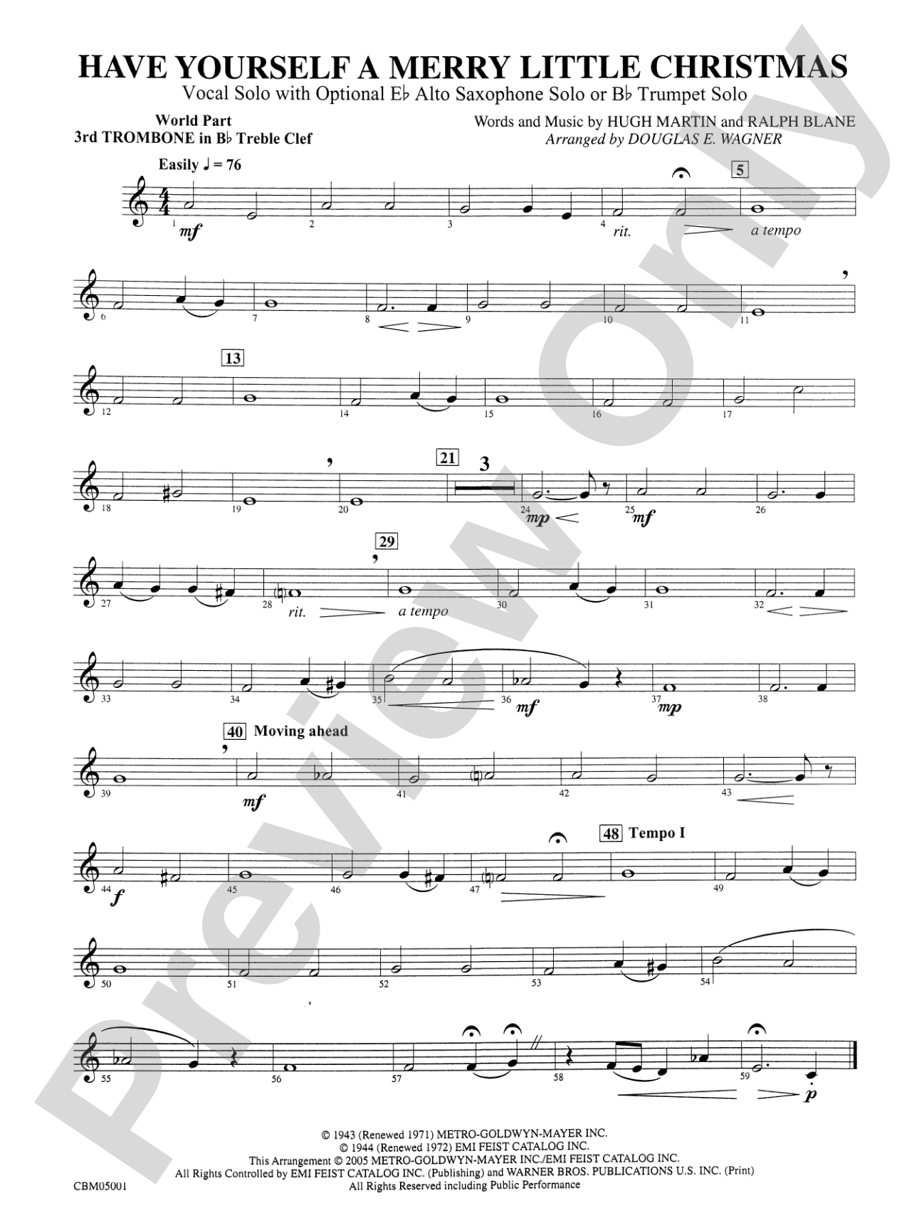 Have Yourself a Merry Little Christmas (Vocal Solo with Opt. E-Flat Alto Saxophone Solo or B-Flat Trumpet Solo): WP 3rd B-flat Trombone T.C.