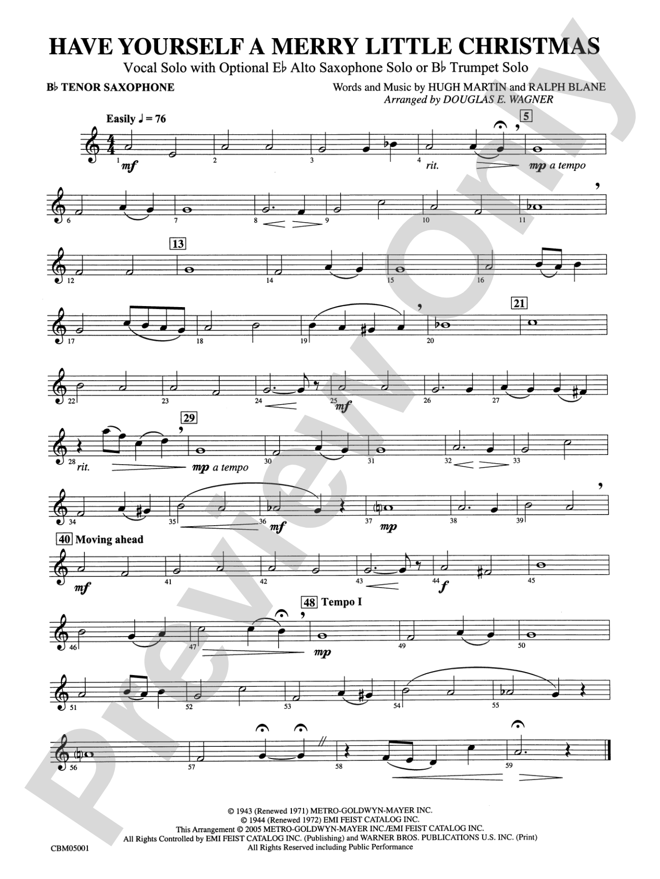 Have Yourself a Merry Little Christmas (Vocal Solo with Opt. E-Flat Alto Saxophone Solo or B-Flat Trumpet Solo): B-flat Tenor Saxophone