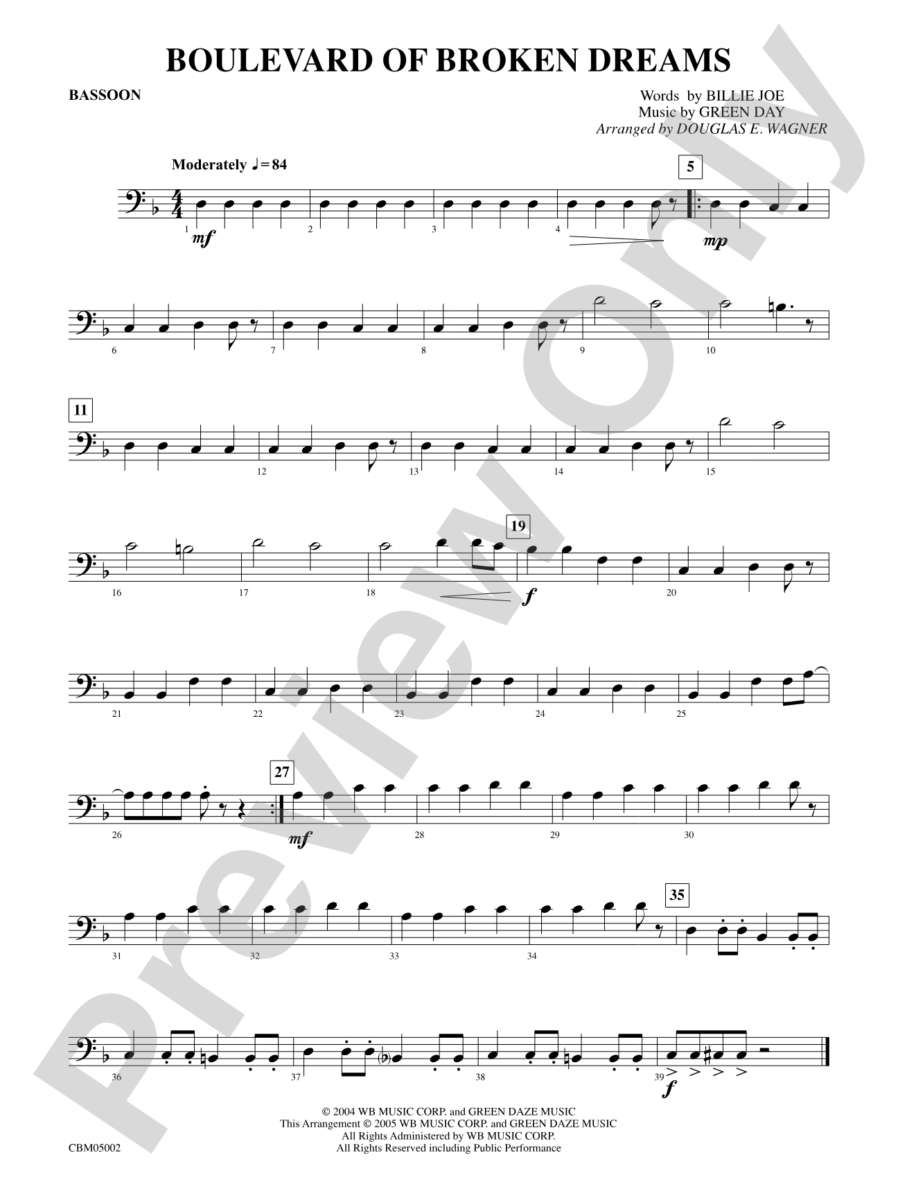 Boulevard of Broken Dreams: Bassoon
