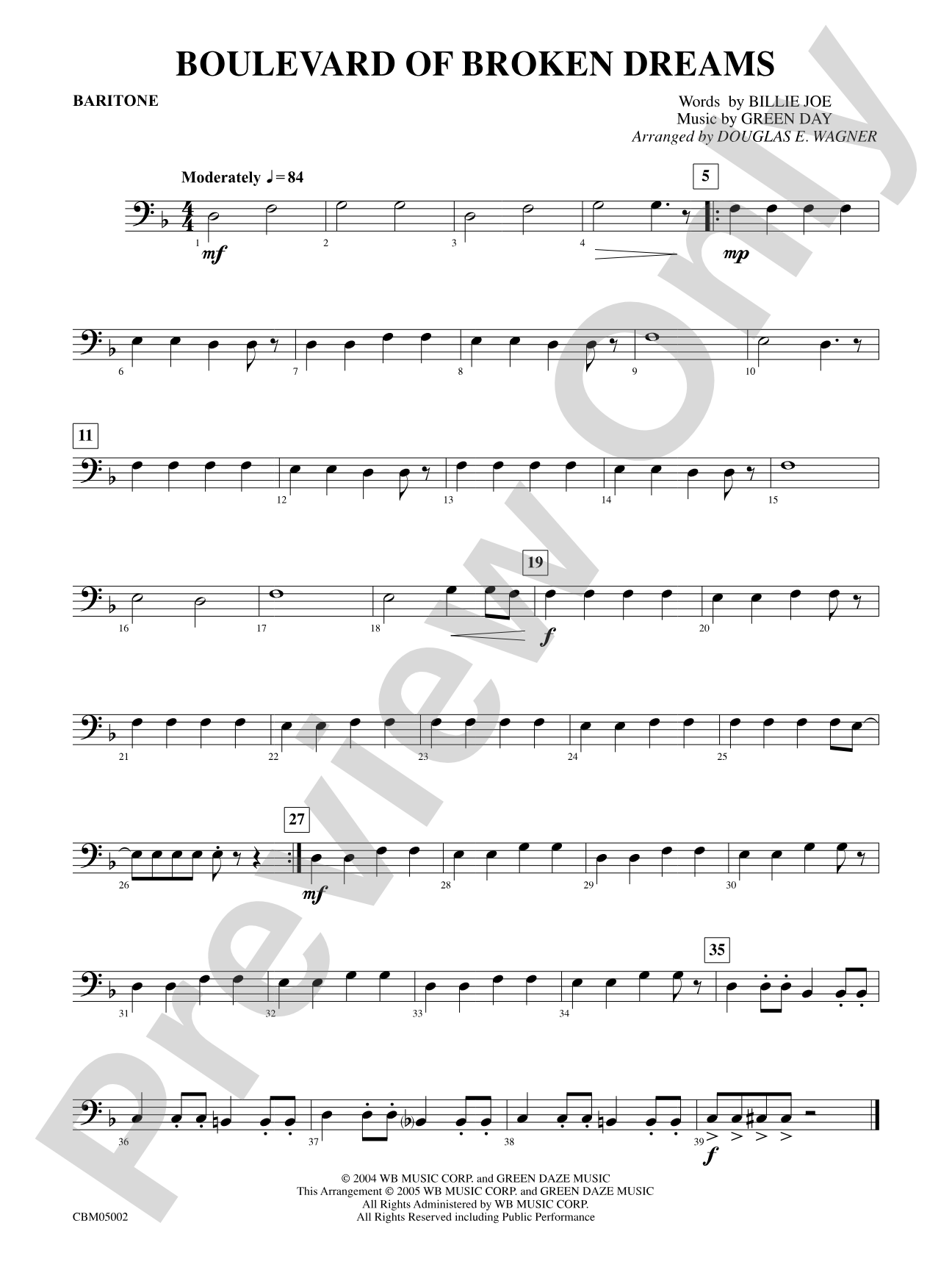 Boulevard of Broken Dreams: Baritone B.C.