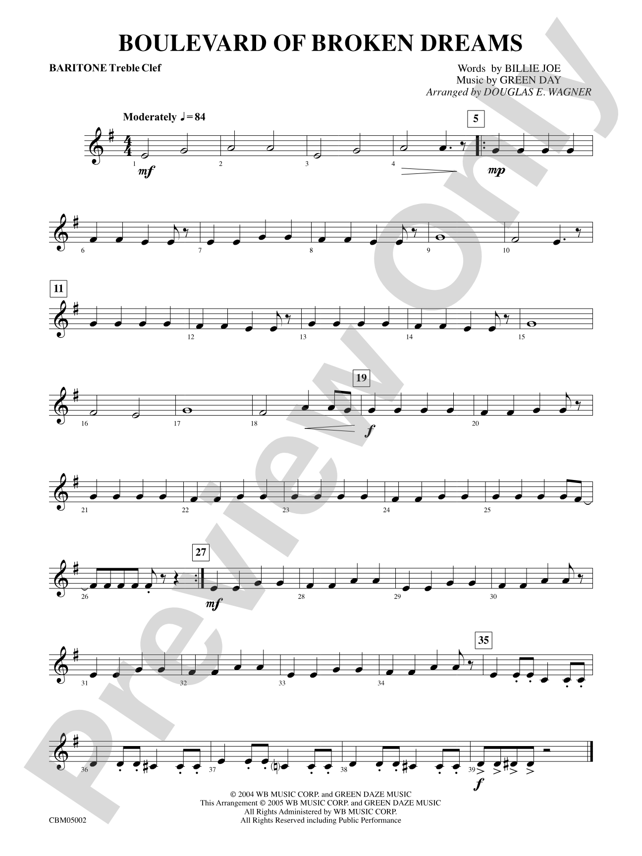 Boulevard of Broken Dreams: Baritone T.C.
