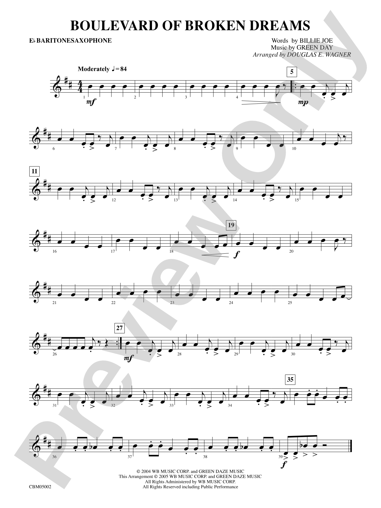 Boulevard of Broken Dreams: E-flat Baritone Saxophone
