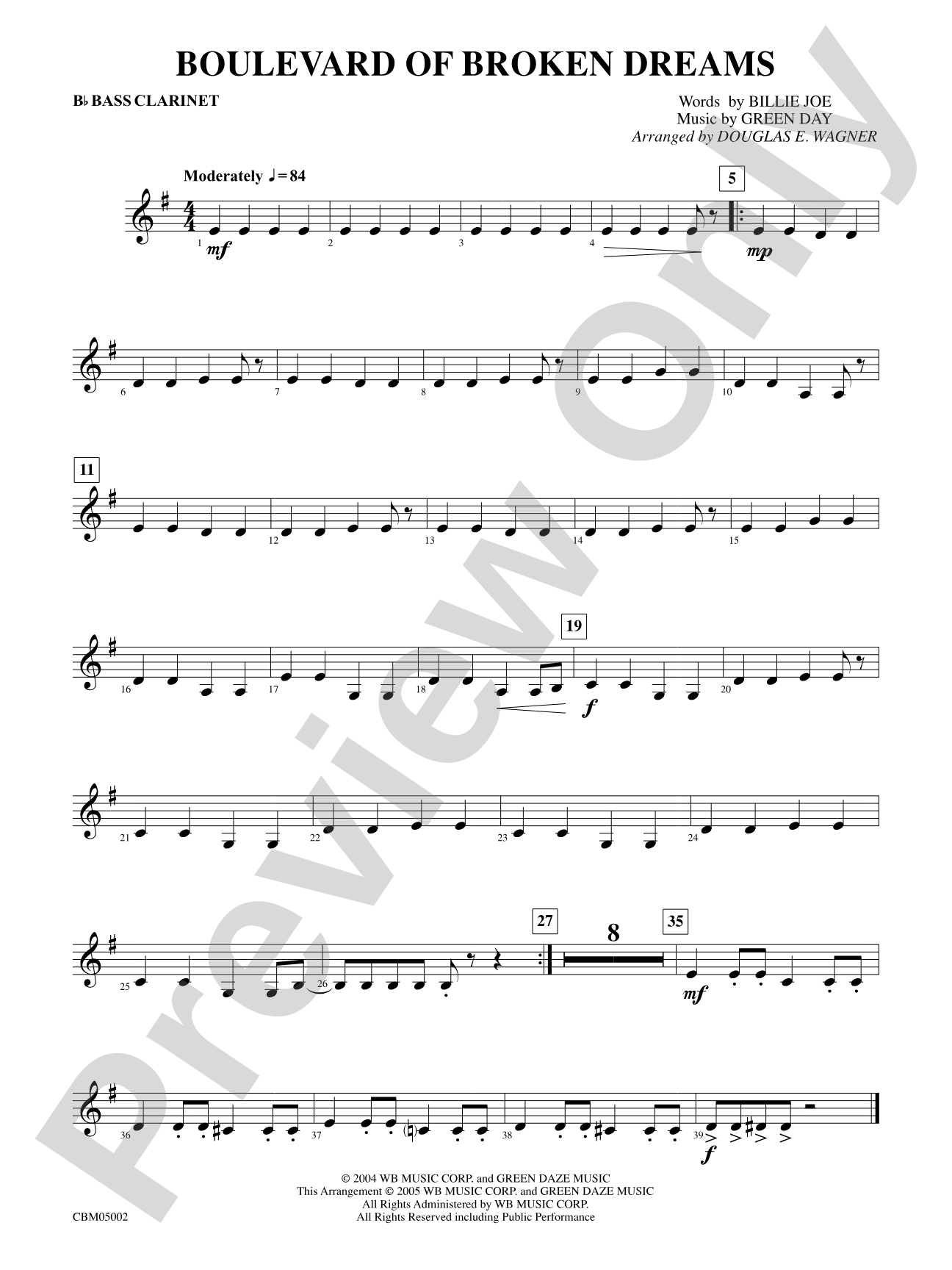 Boulevard of Broken Dreams: B-flat Bass Clarinet