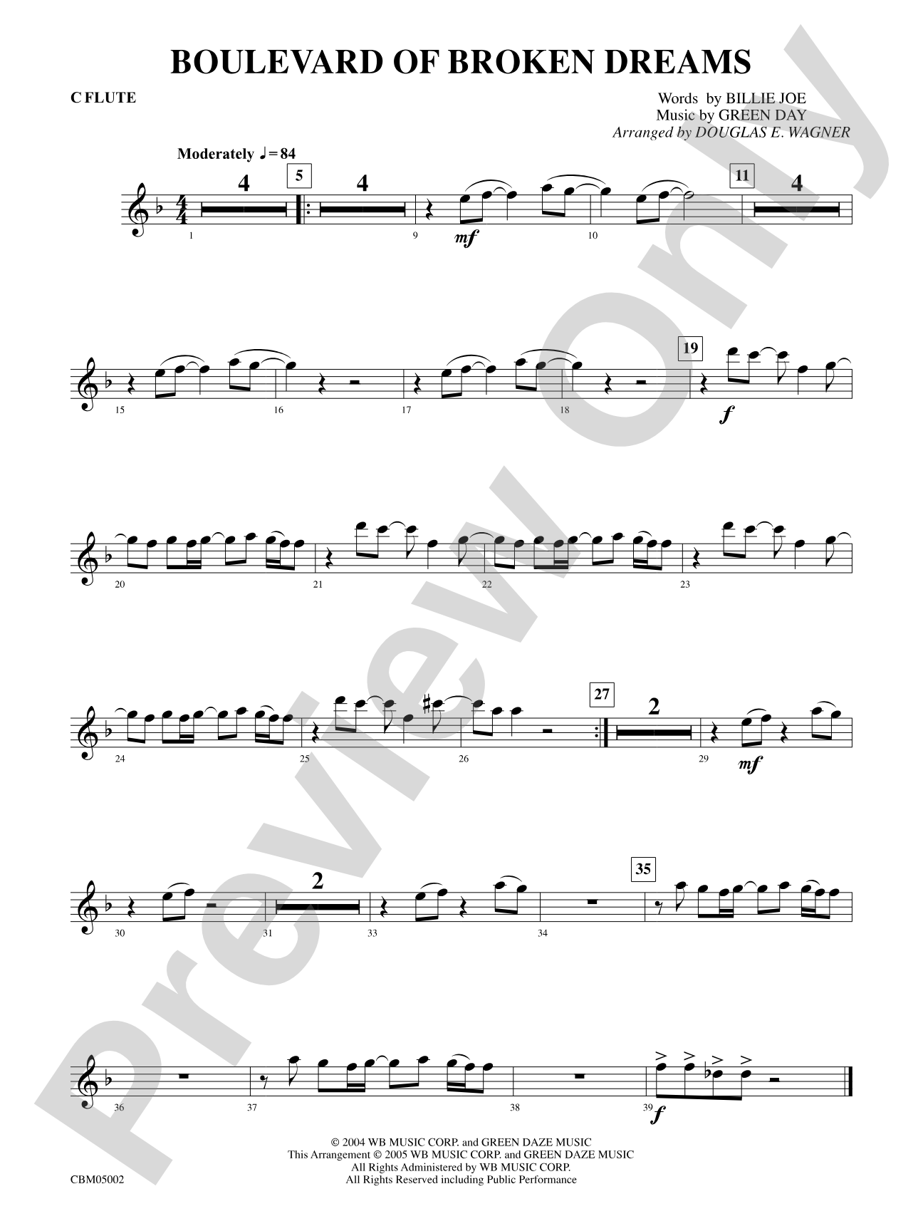 Boulevard of Broken Dreams: Flute