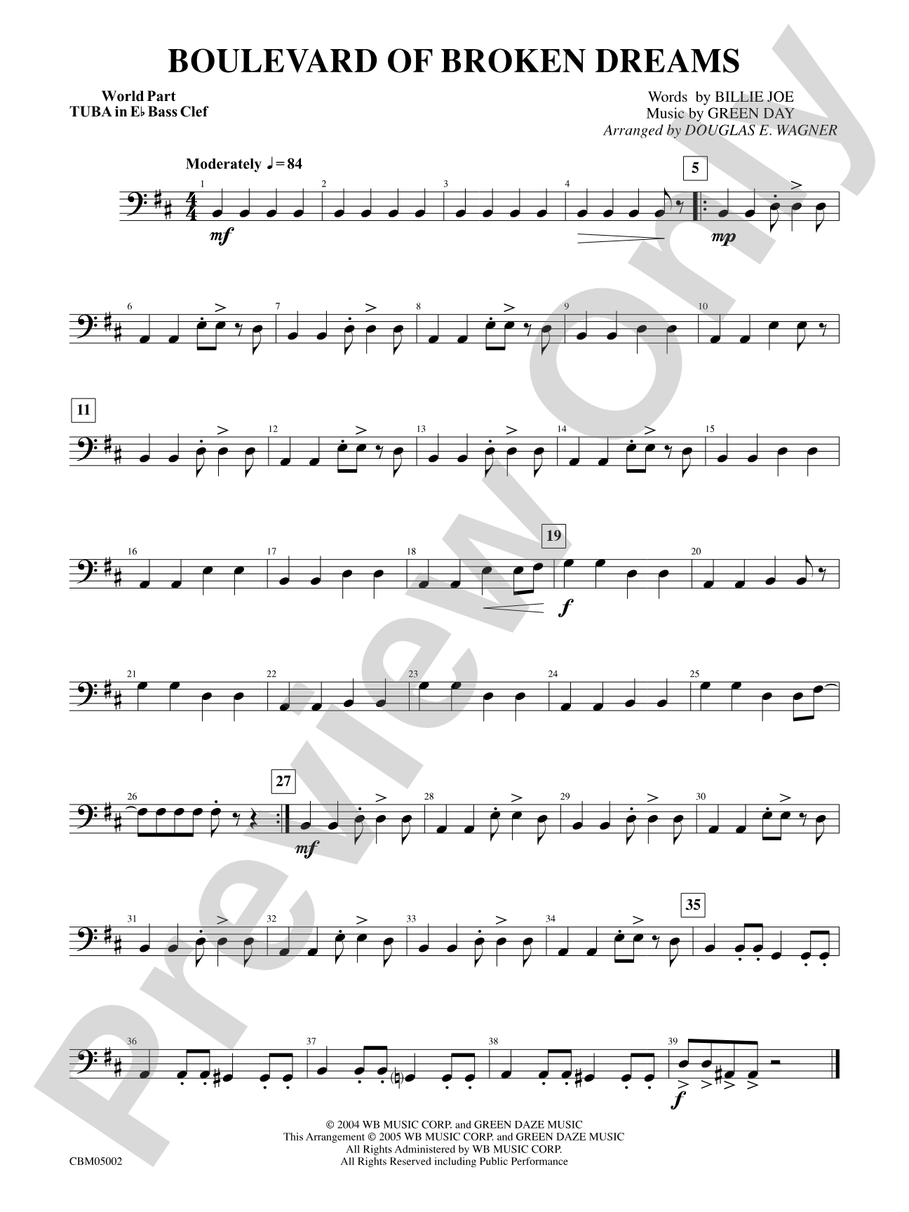 Boulevard of Broken Dreams: WP E-flat Tuba B.C.