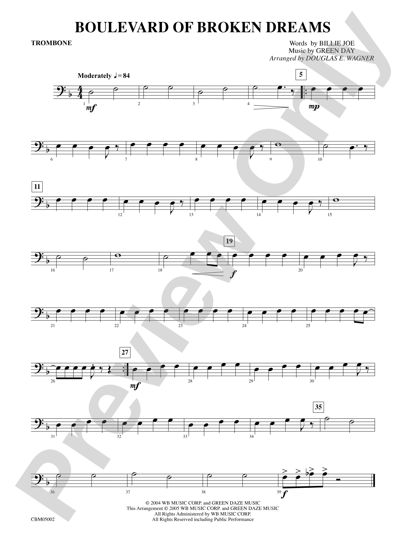 Boulevard of Broken Dreams: 1st Trombone