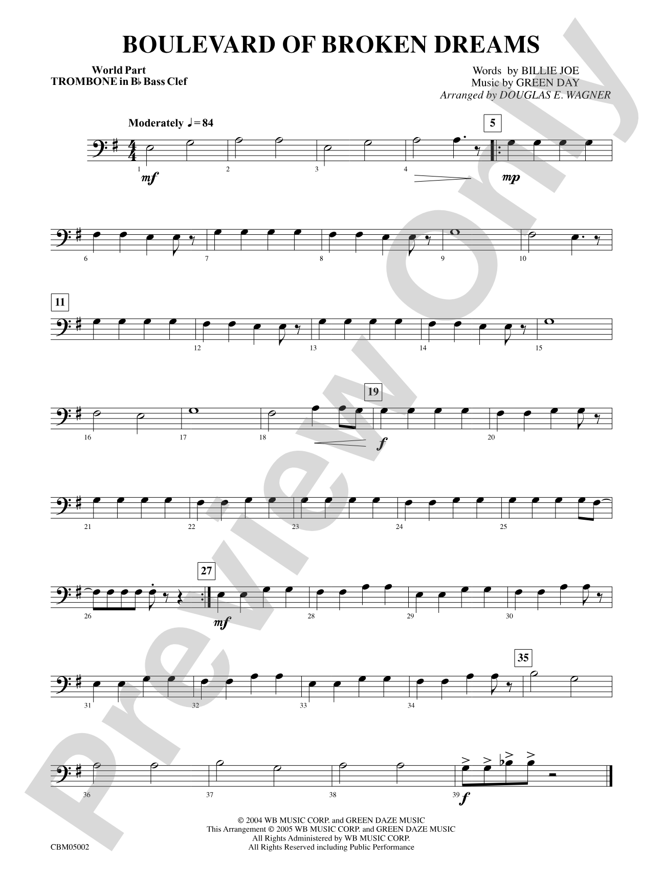 Boulevard of Broken Dreams: WP 1st B-flat Trombone B.C.