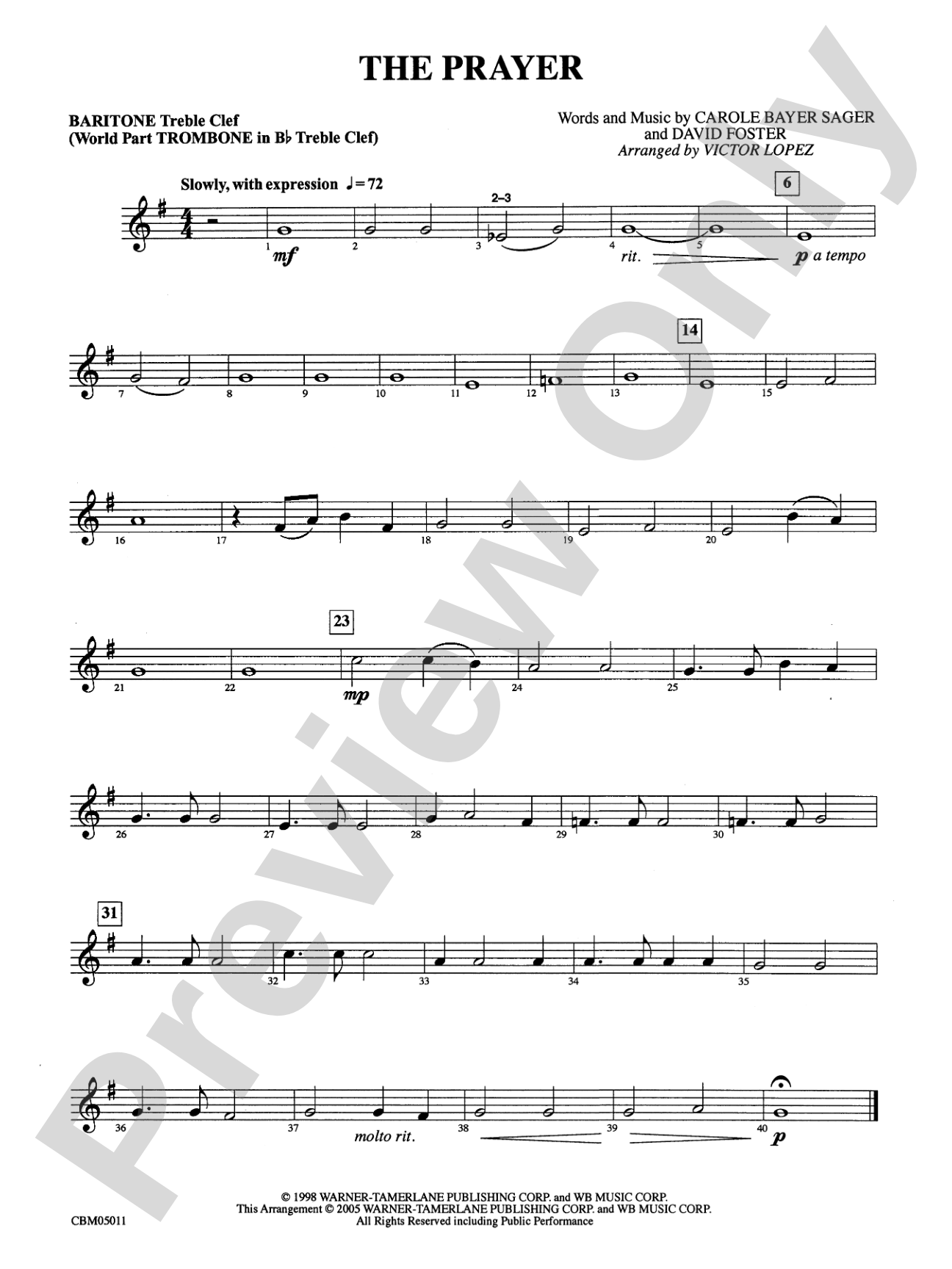 The Prayer: Baritone T.C.