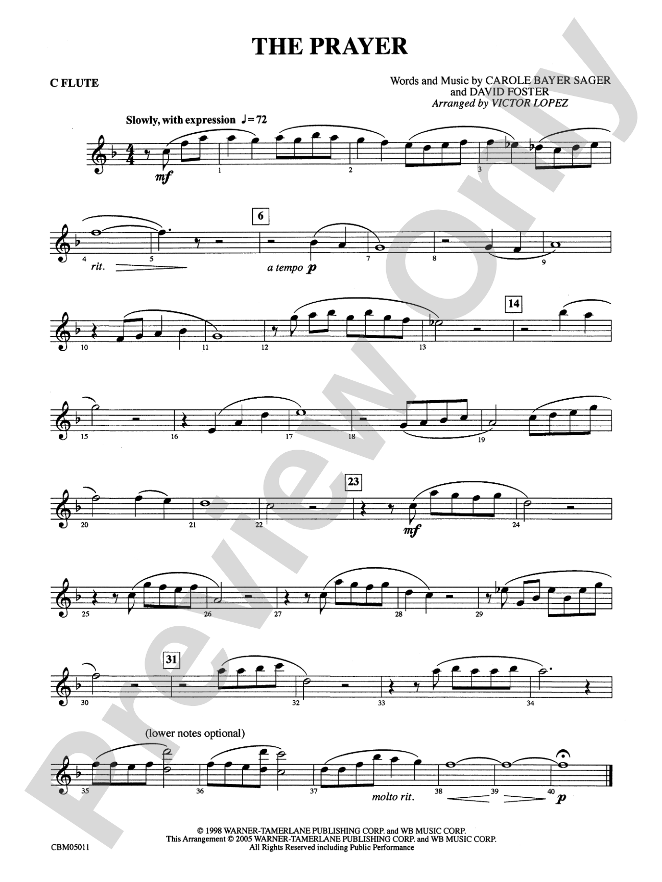 The Prayer: Flute