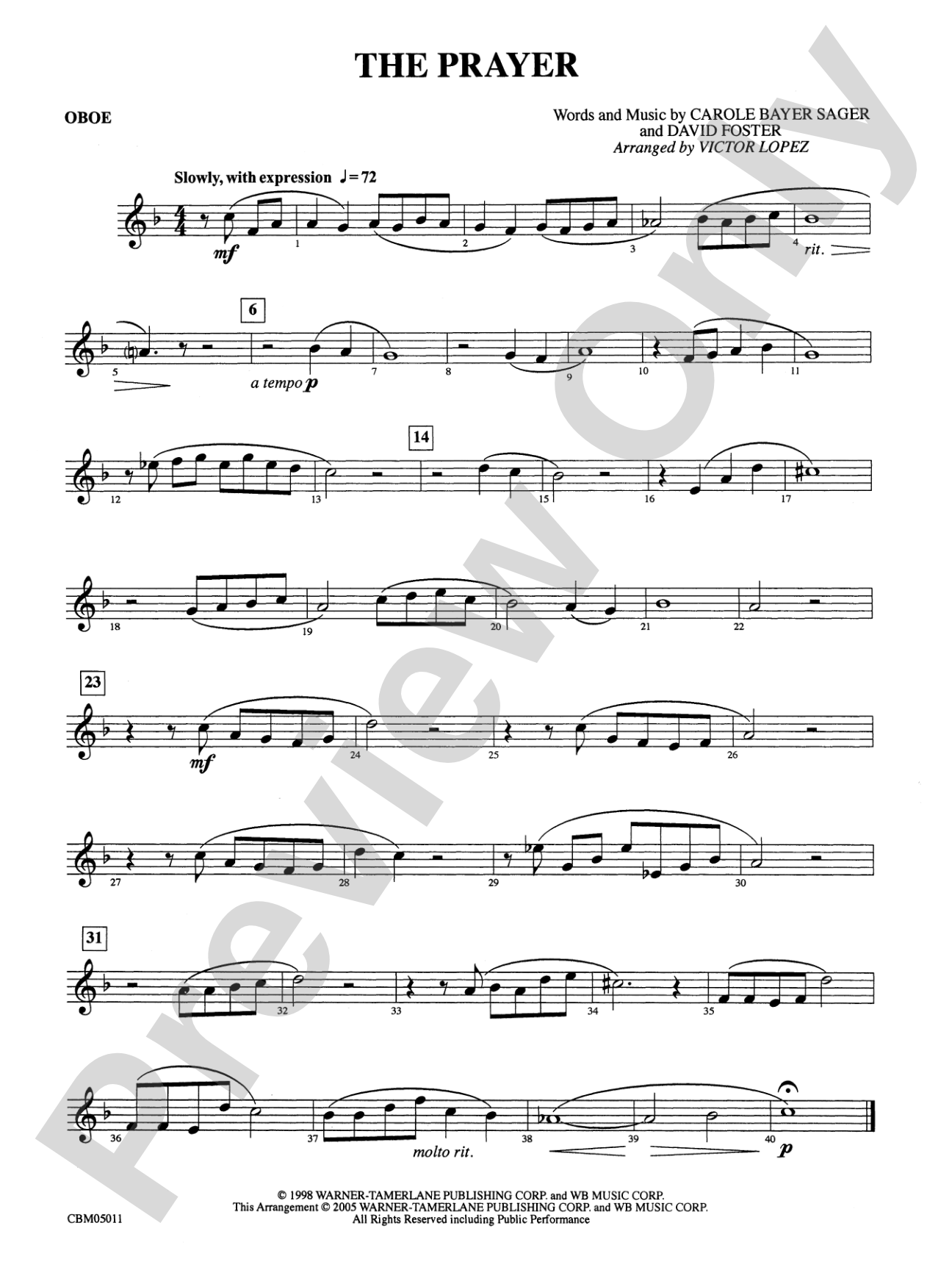 The Prayer: Oboe