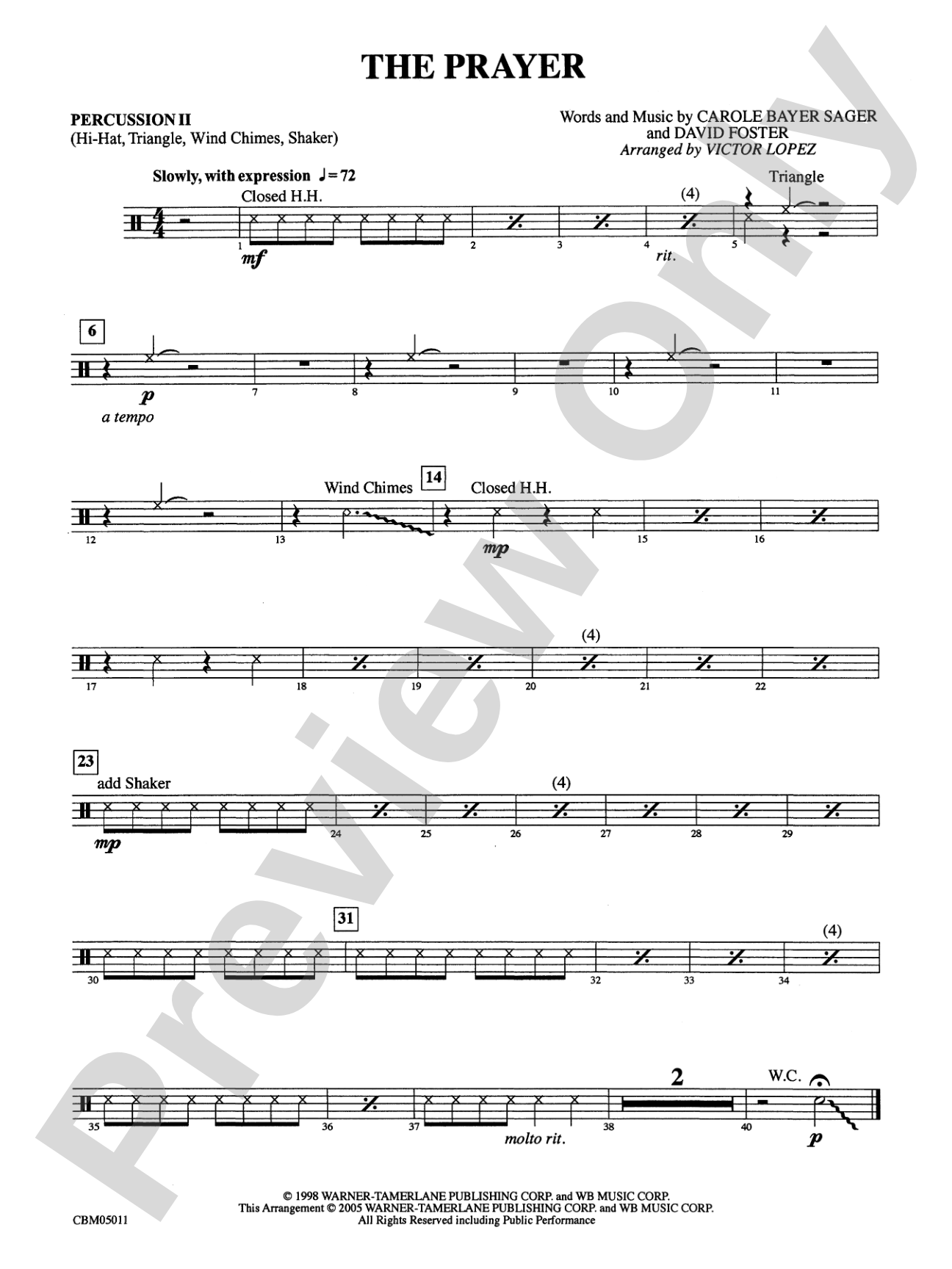 The Prayer: 2nd Percussion