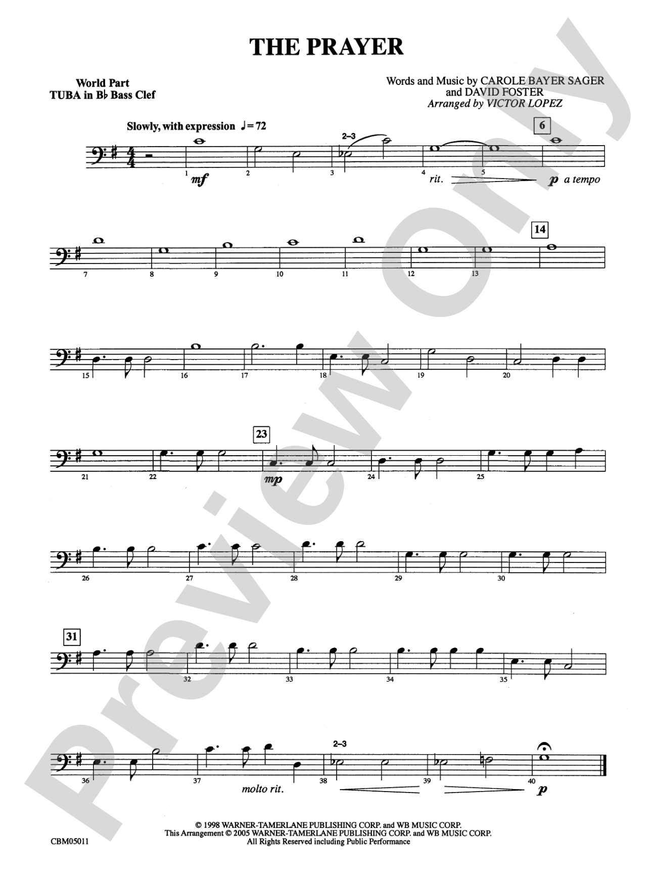 The Prayer: (wp) B-flat Tuba B.C.