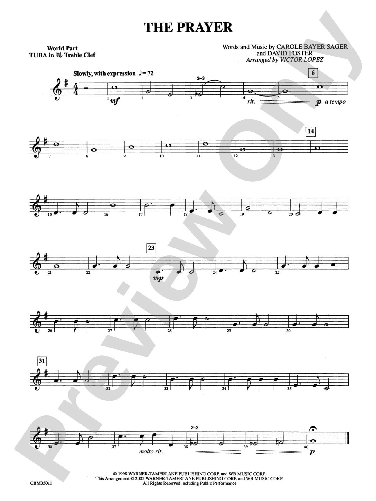 The Prayer: (wp) B-flat Tuba T.C.