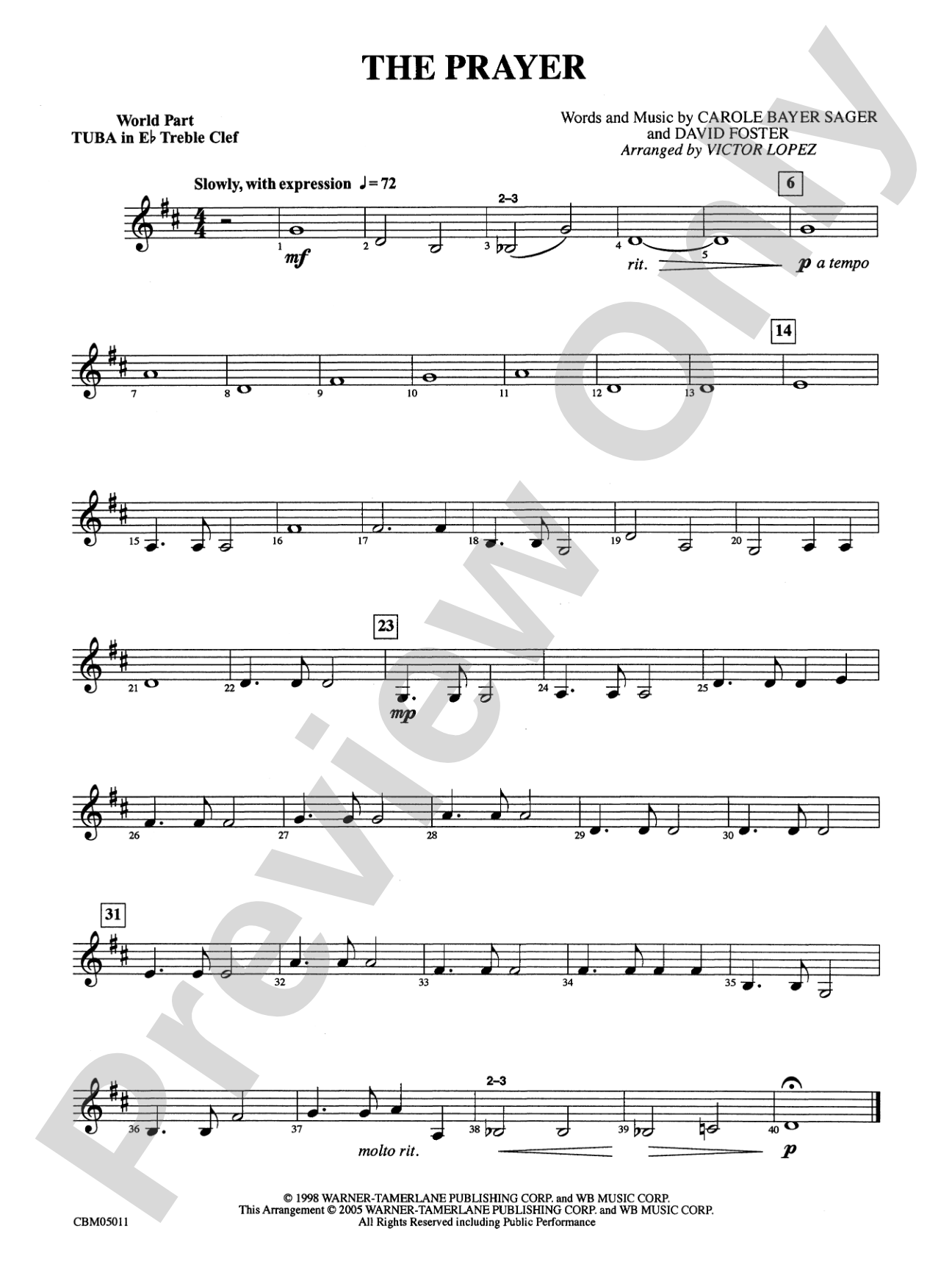 The Prayer: (wp) E-flat Tuba T.C.