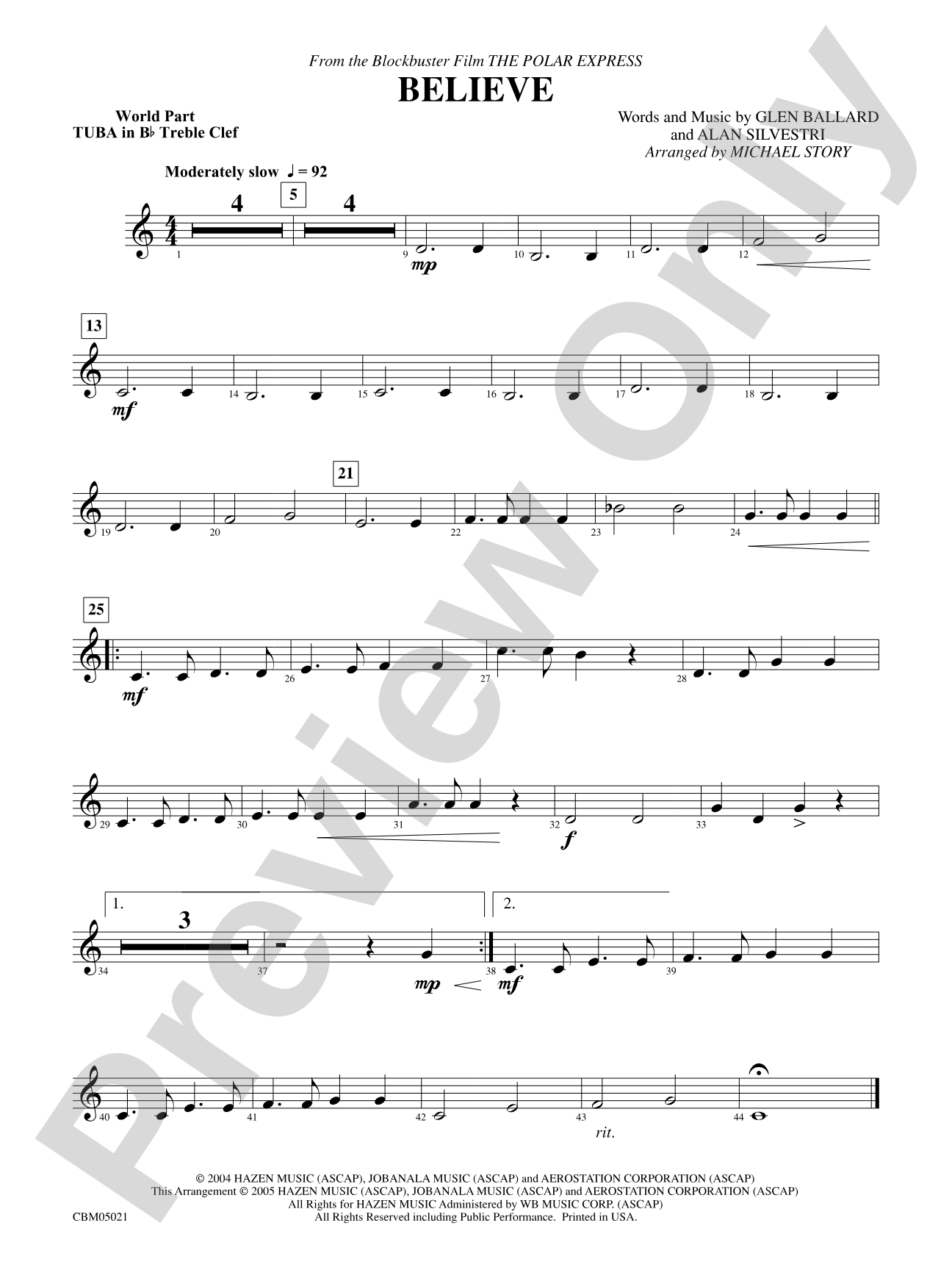 Believe (from The Polar Express): WP B-flat Tuba T.C.