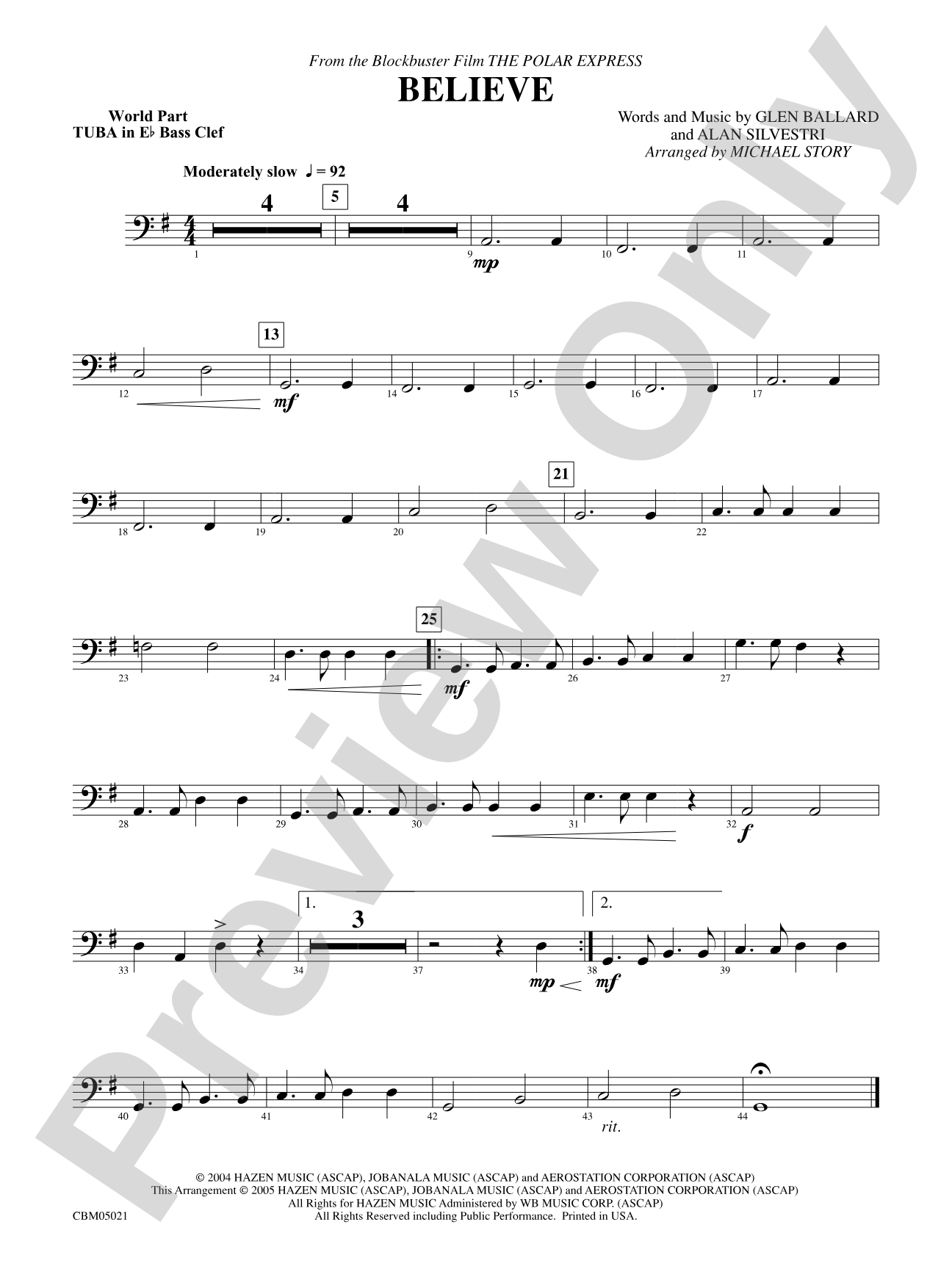 Believe (from The Polar Express): WP E-flat Tuba B.C.