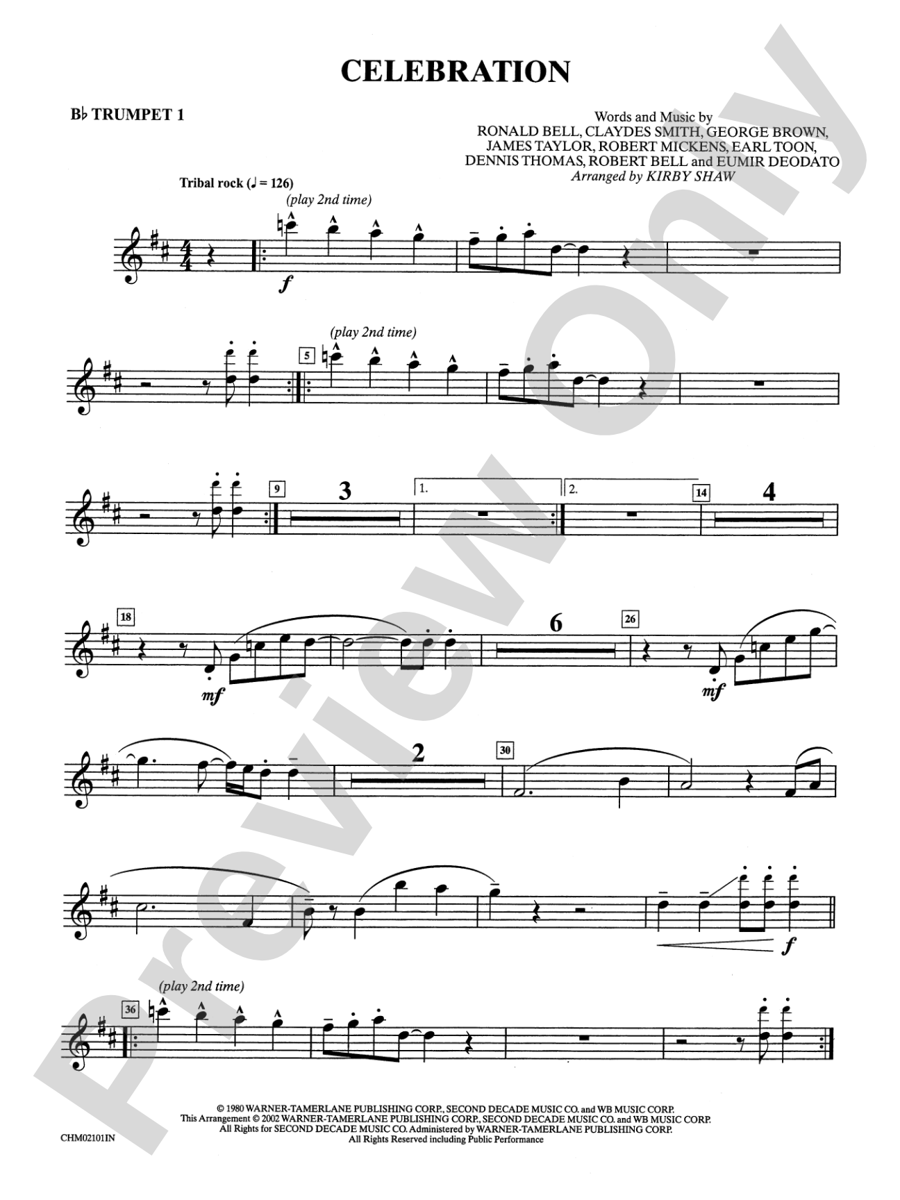 Celebration: 1st B-flat Trumpet: Choral Instrumental Parts