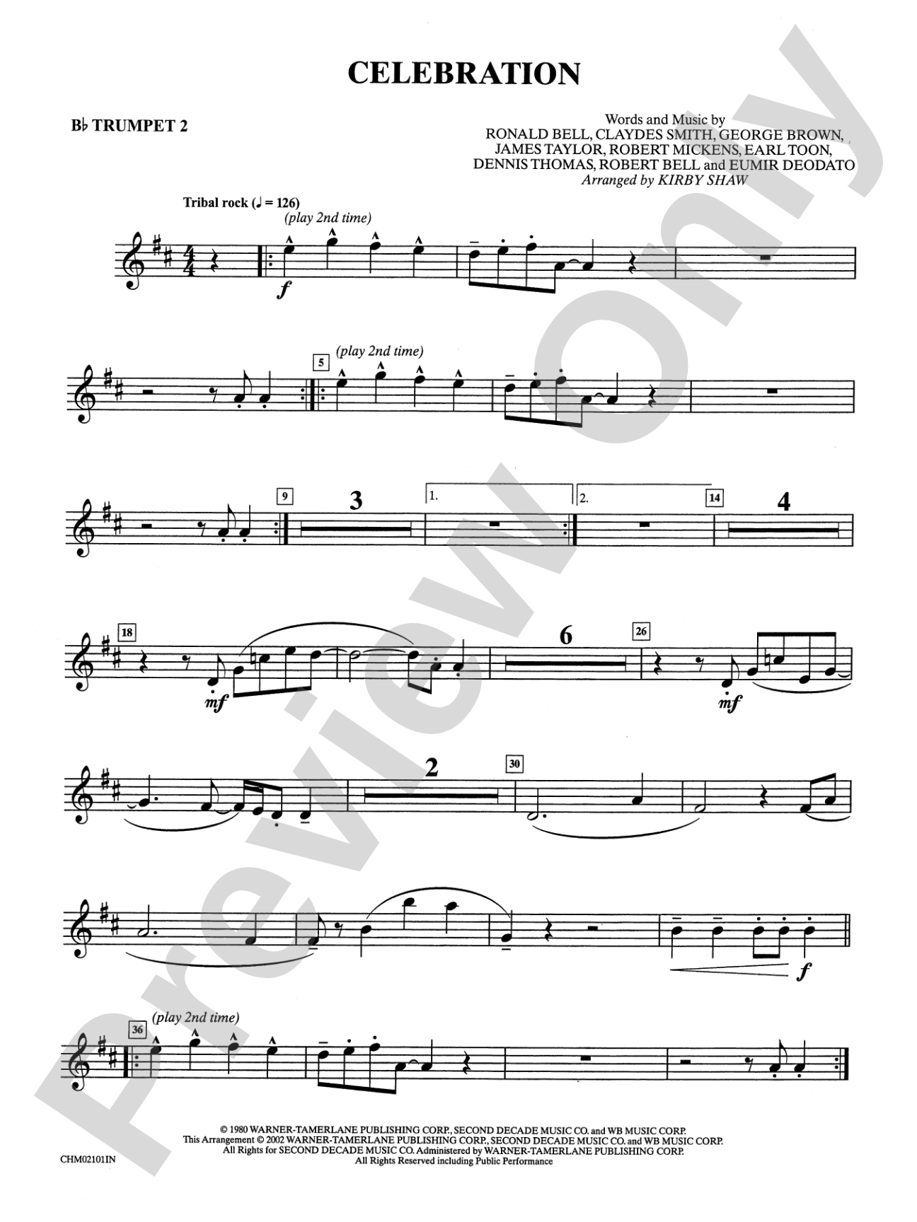 Celebration: 2nd B-flat Trumpet: Choral Instrumental Parts