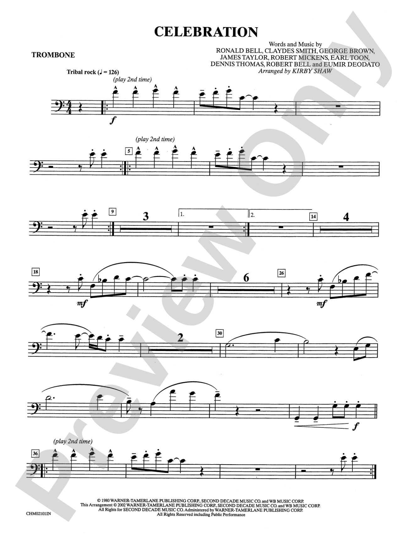 Celebration: 1st Trombone: Choral Instrumental Parts