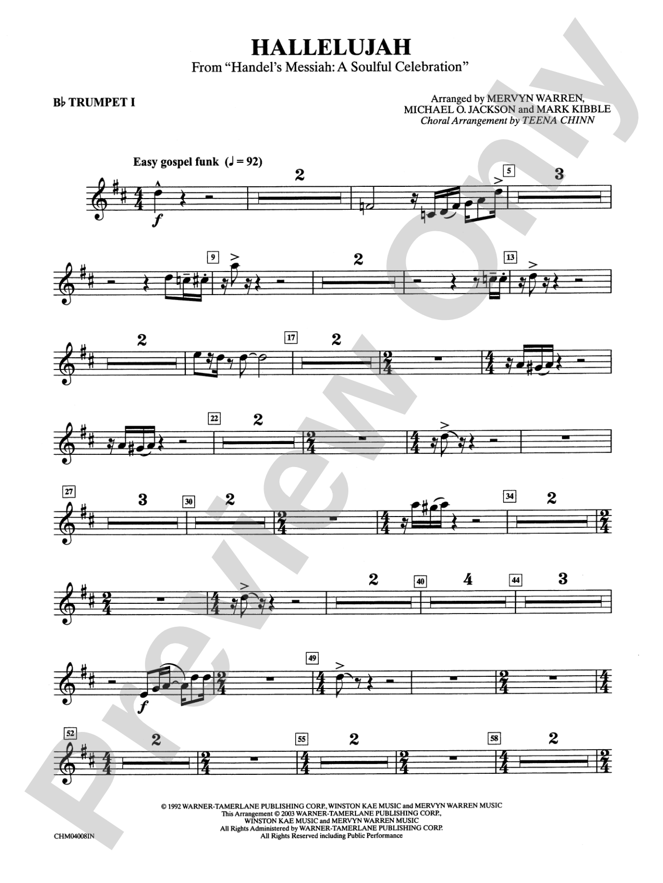 Hallelujah from Handel's Messiah: A Soulful Celebration: 1st B-flat Trumpet: Choral Instrumental Parts