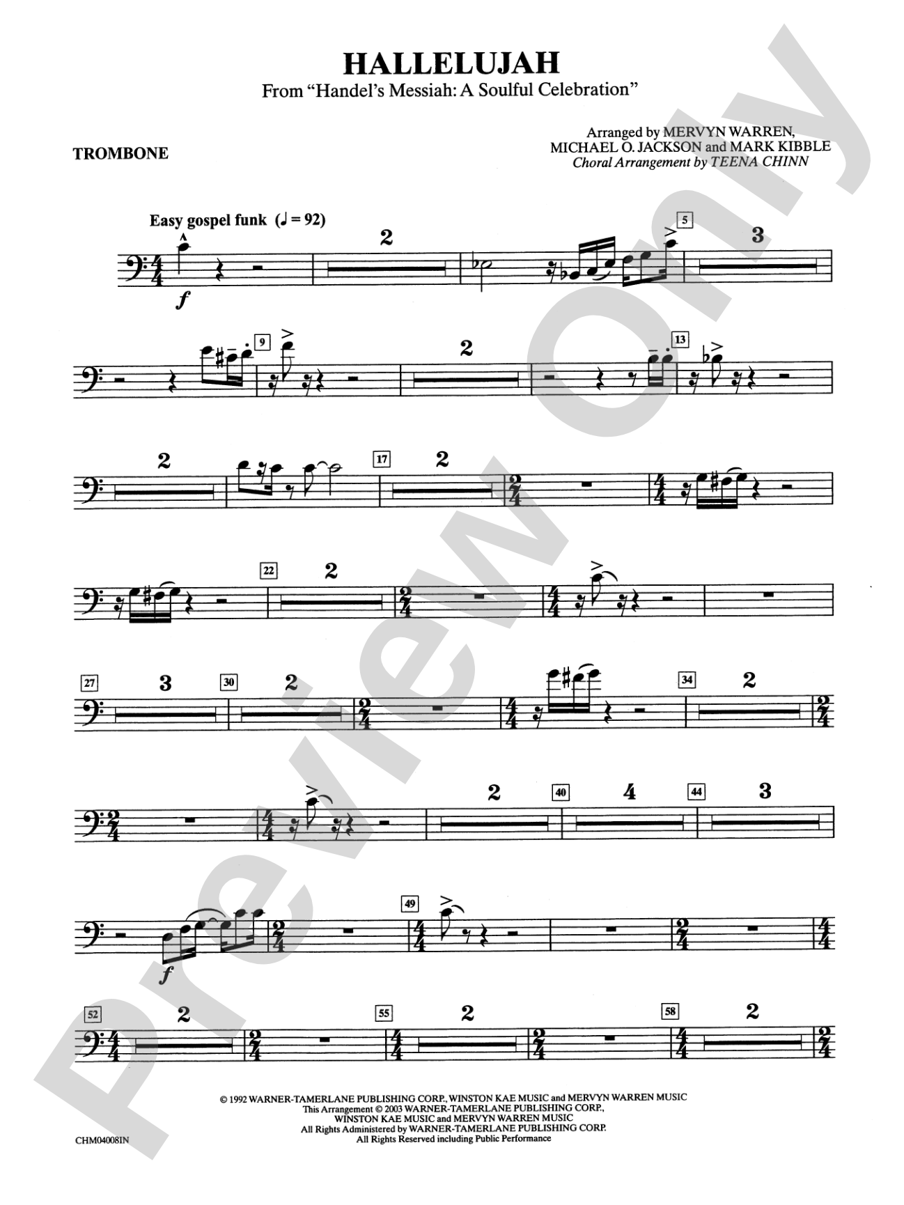Hallelujah from Handel's Messiah: A Soulful Celebration: 1st Trombone: Choral Instrumental Parts