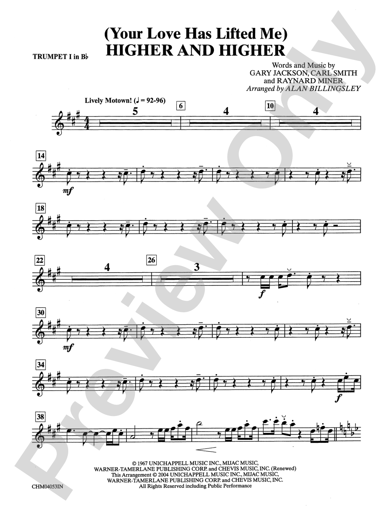 (Your Love Has Lifted Me) Higher and Higher: 1st B-flat Trumpet: Choral Instrumental Parts