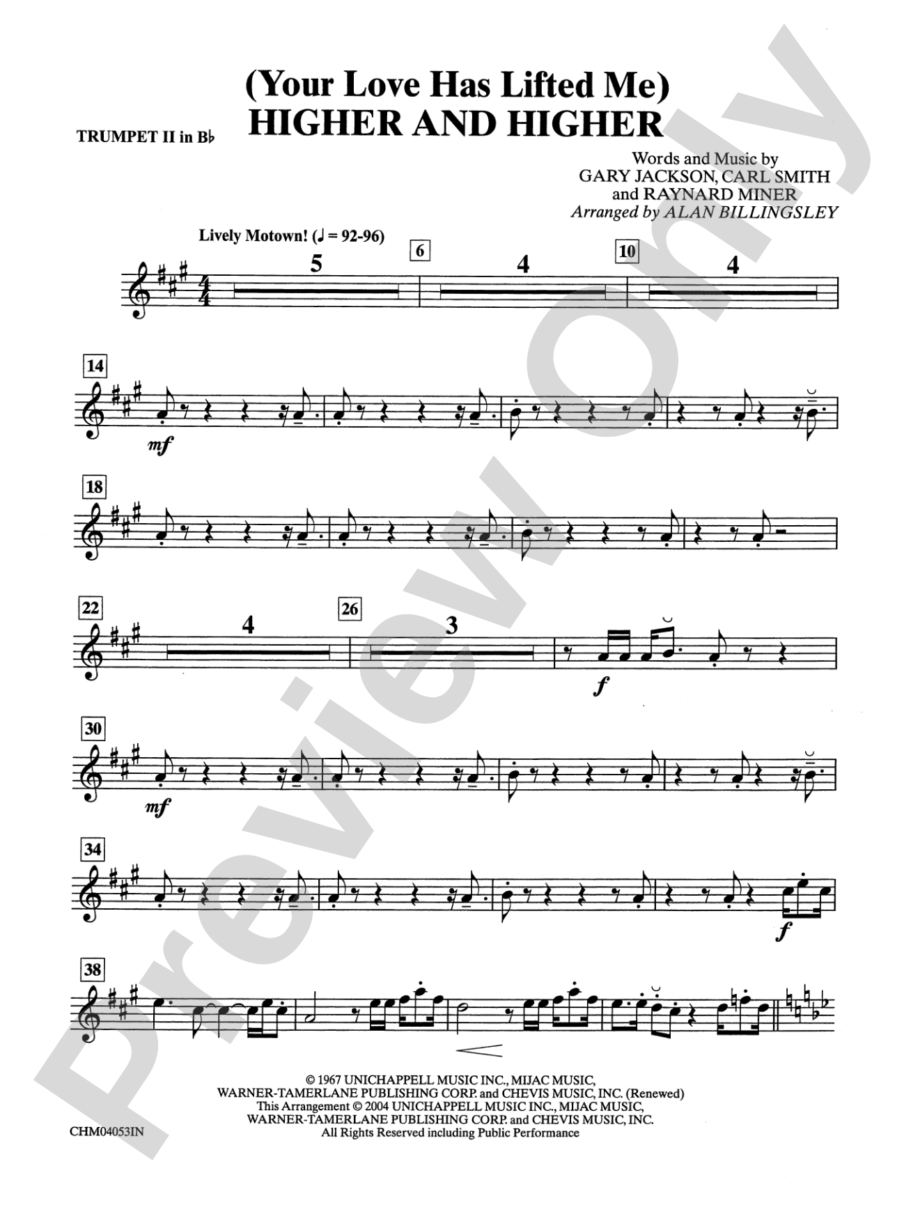 (Your Love Has Lifted Me) Higher and Higher: 2nd B-flat Trumpet: Choral Instrumental Parts