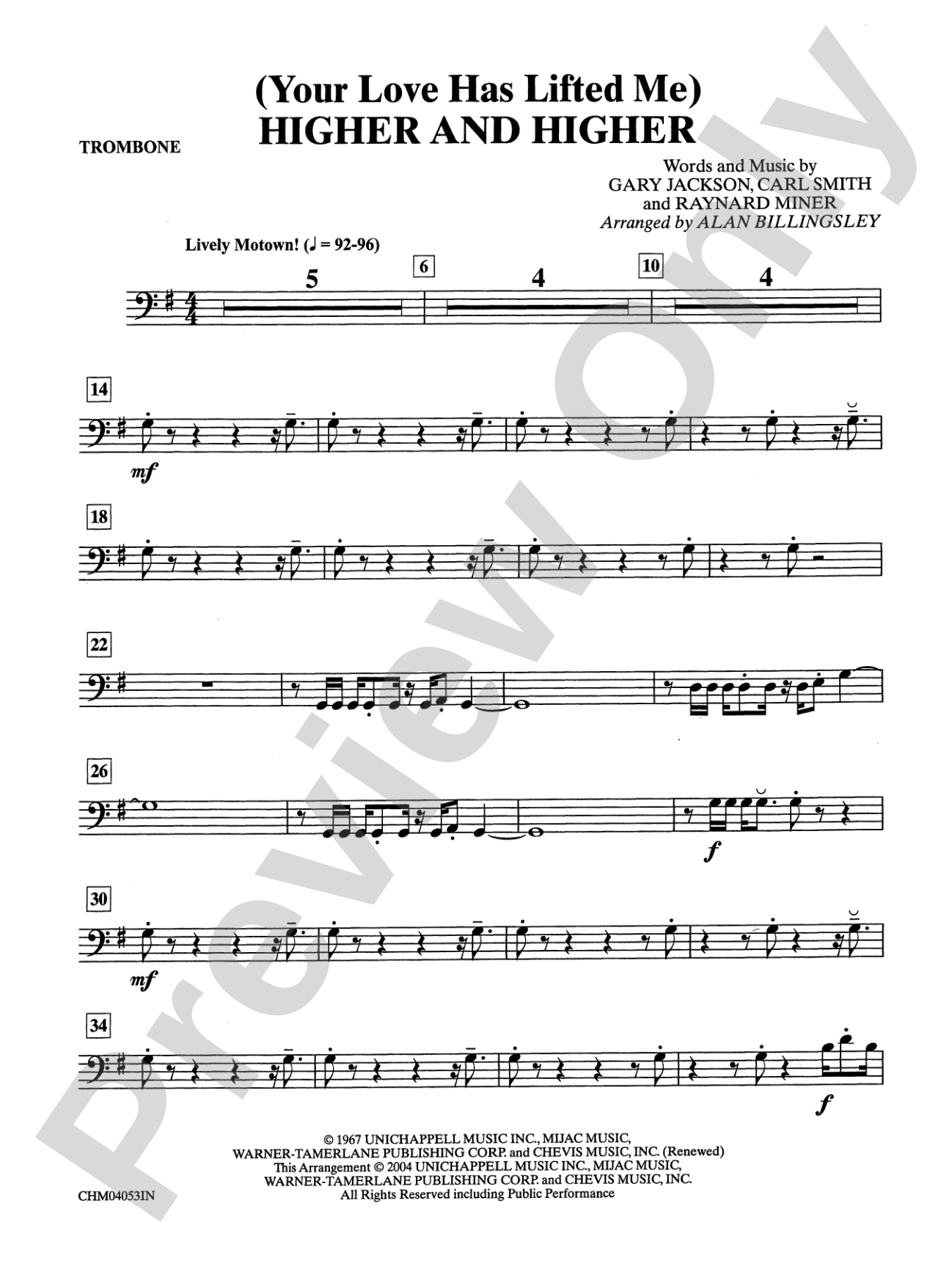 (Your Love Has Lifted Me) Higher and Higher: 1st Trombone: Choral Instrumental Parts