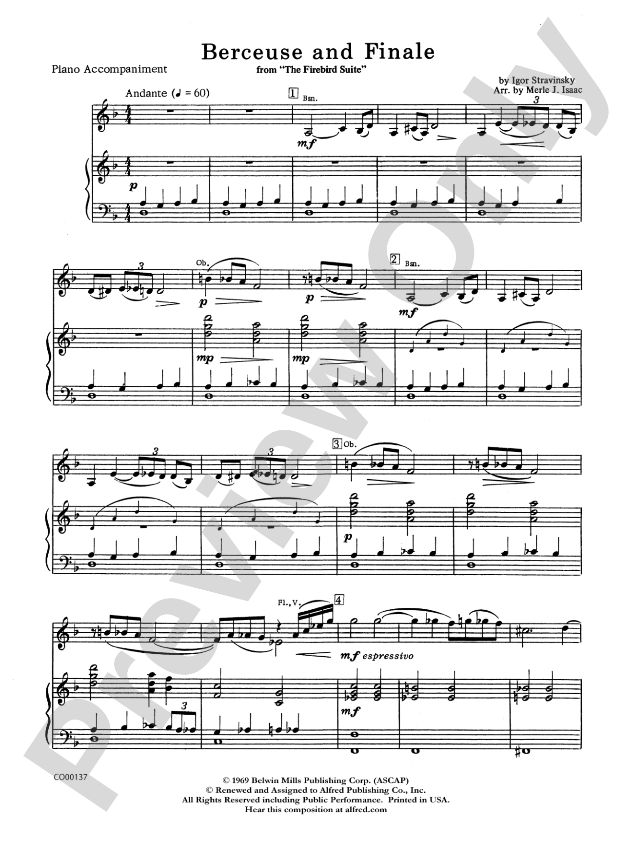 Berceuse and Finale (from the Firebird Suite): Piano Accompaniment