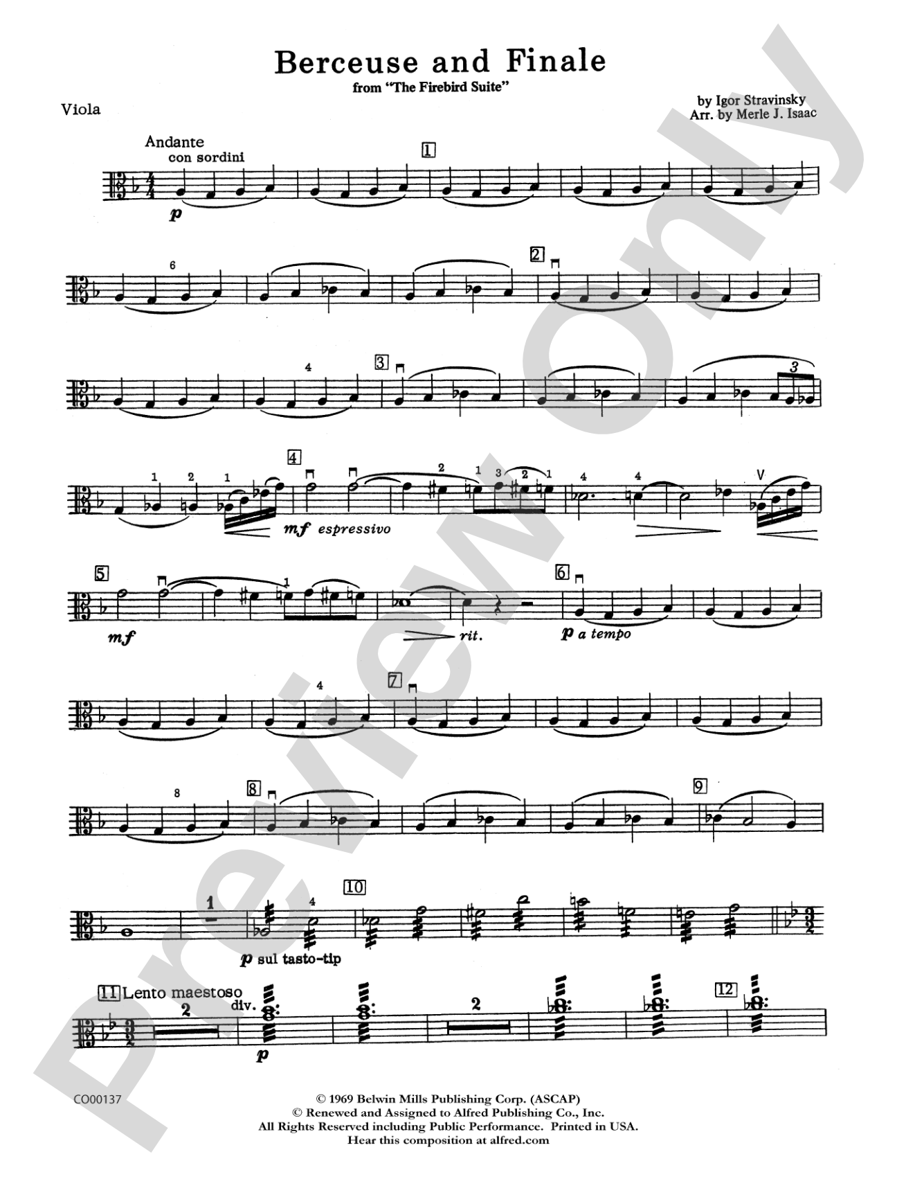 Berceuse and Finale (from the Firebird Suite): Viola