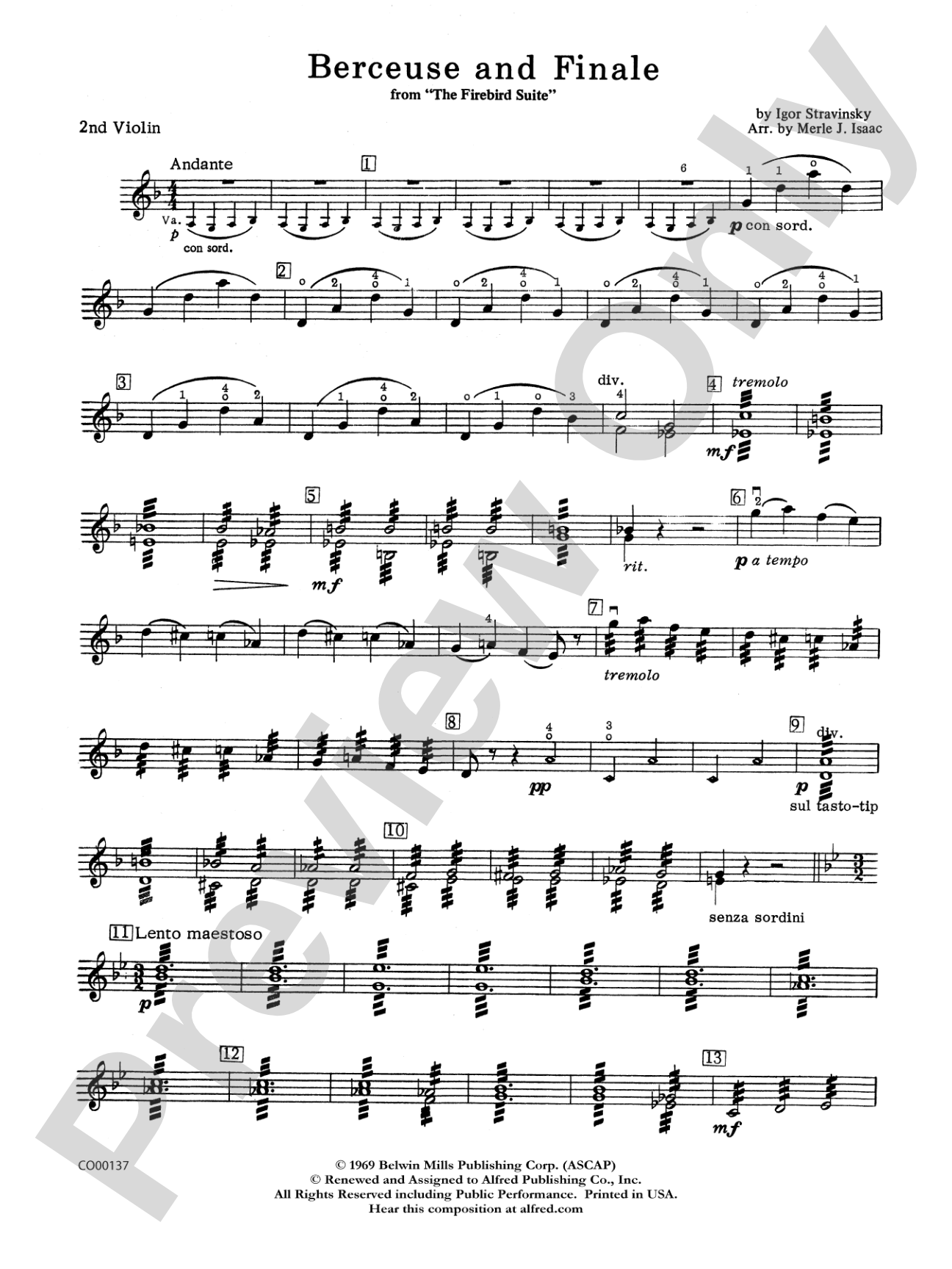 Berceuse and Finale (from the Firebird Suite): 2nd Violin