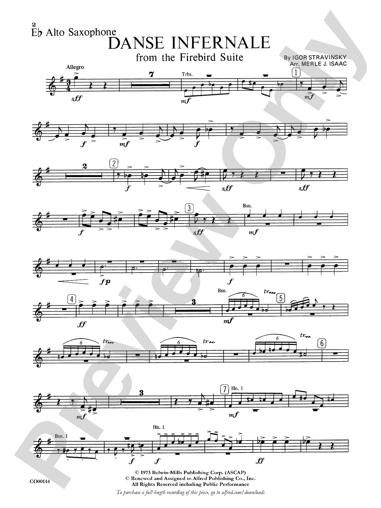Danse Infernale: E-flat Alto Saxophone