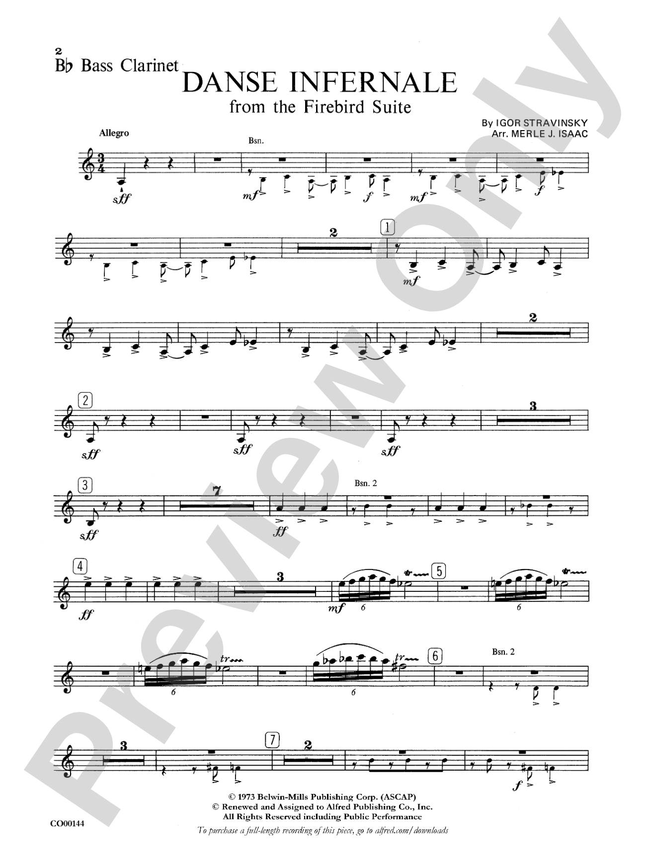 Danse Infernale: B-flat Bass Clarinet